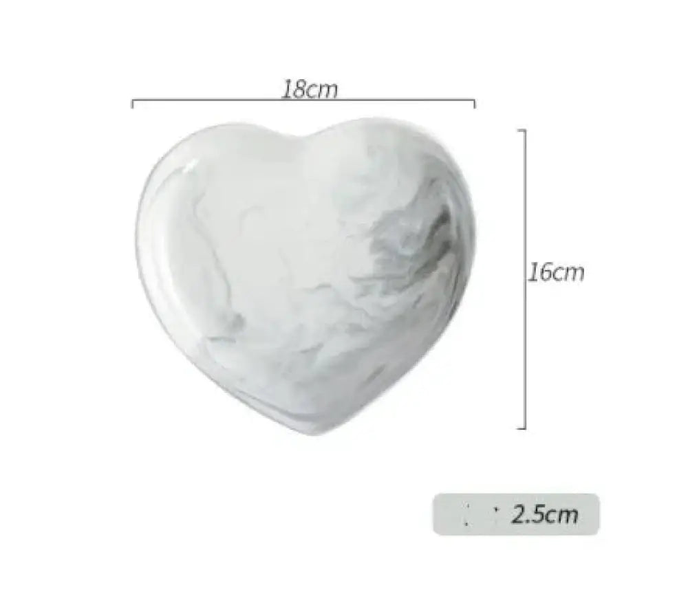 Nordic Marbled Heart Ceramic Dinnerware Set