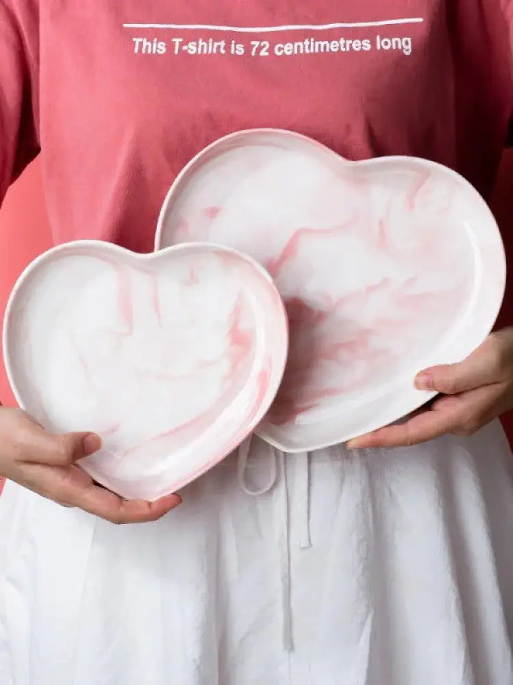 Nordic Marbled Heart Ceramic Dinnerware Set