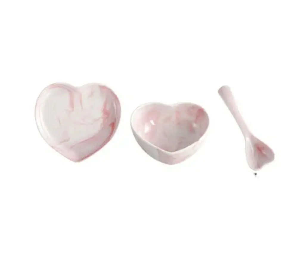 Nordic Marbled Heart Ceramic Dinnerware Set