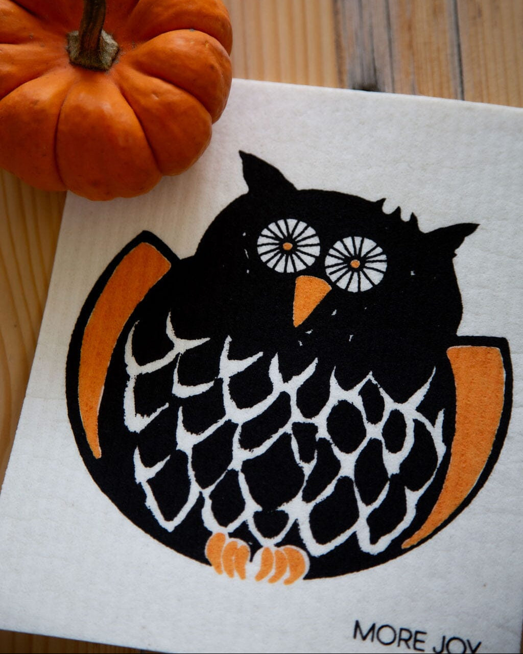 Owl Swedish Dishcloth |  Orange & Black (Fall/Halloween)