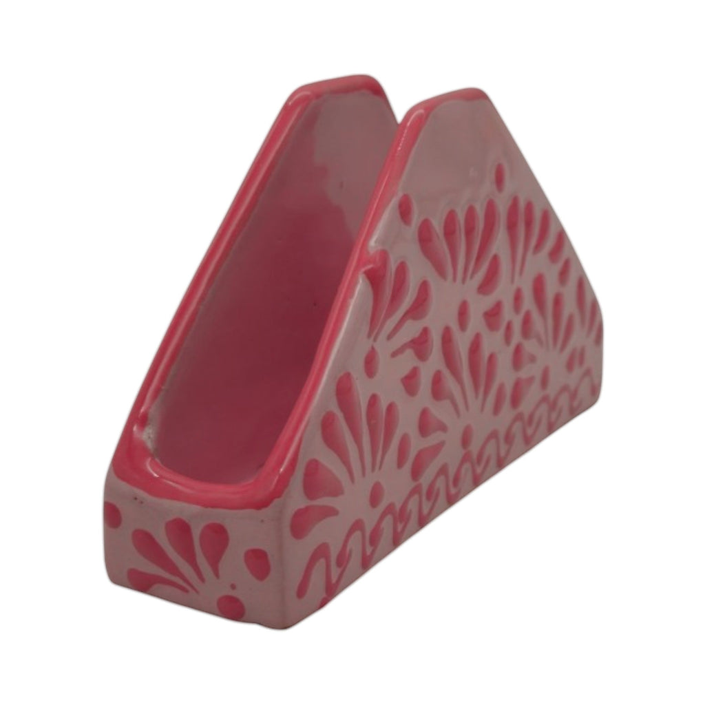 Pink Talavera Napkin Holder | Floral Glazed Design