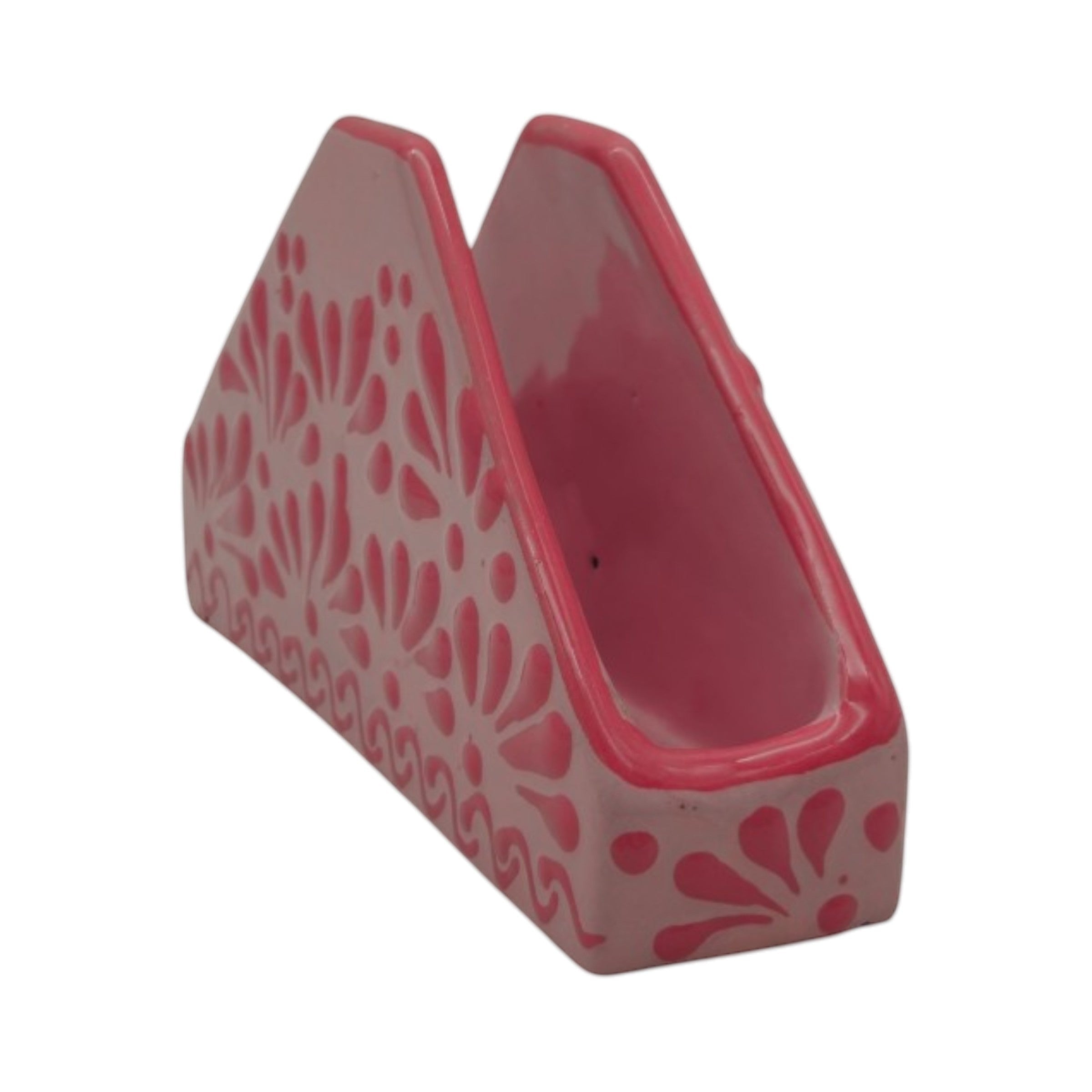 Pink Talavera Napkin Holder | Floral Glazed Design