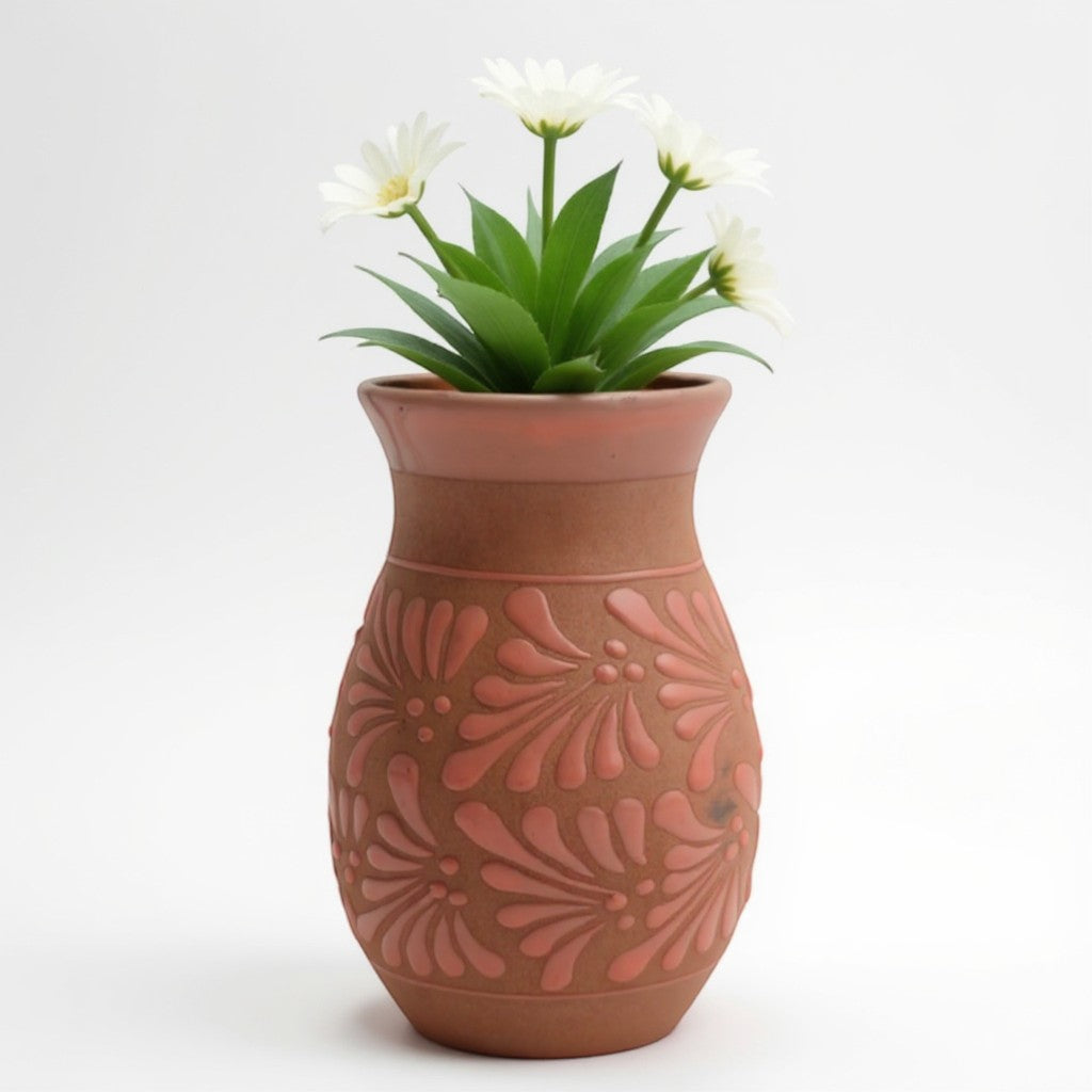 Pink Talavera Vase | Handmade Floral Pottery