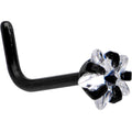 20G 1/4 Clear Star 3mm CZ Gem Black IP L-Shape Nose Ring