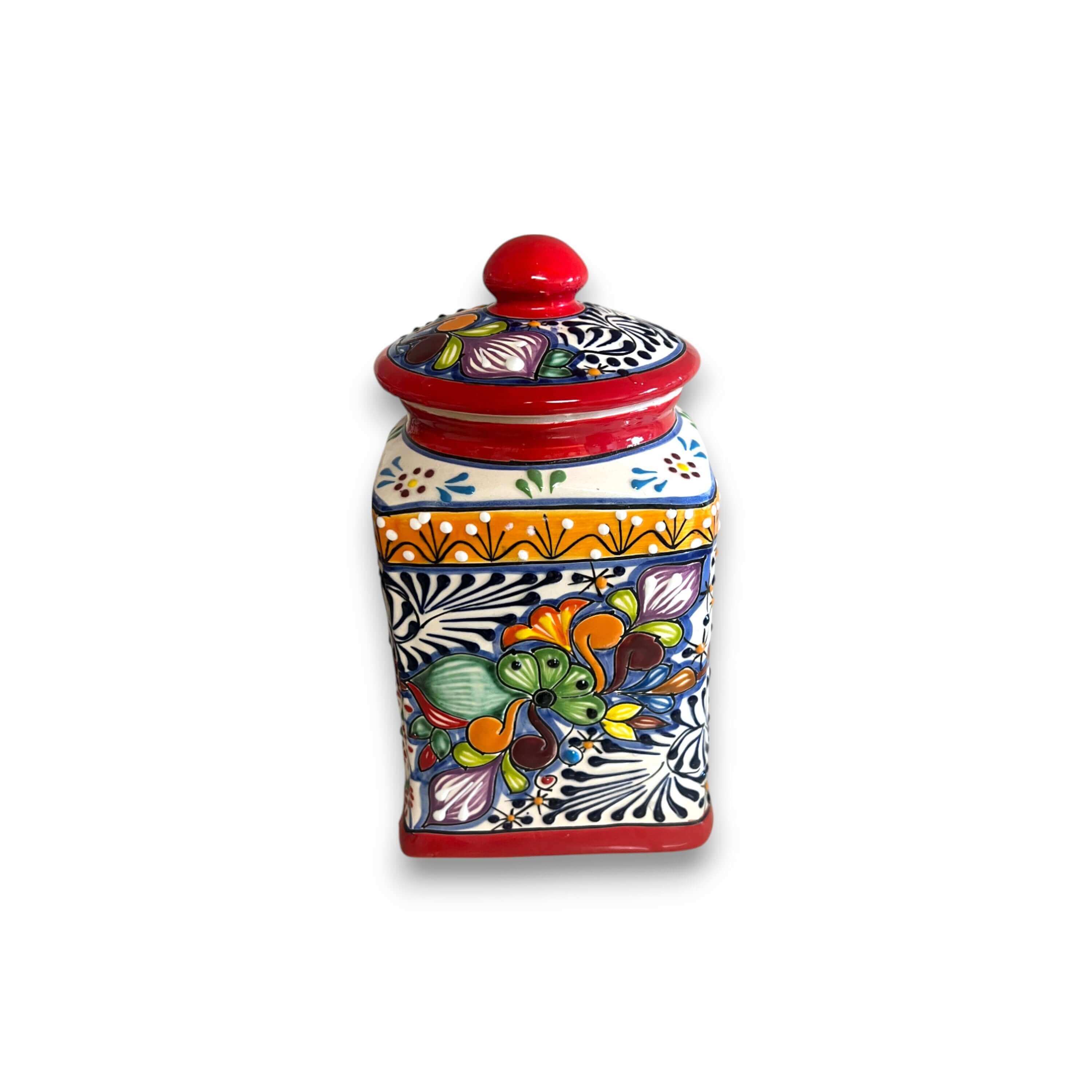 Red Talavera Canister Set | Hand-Painted Mexican Kitchen Jars