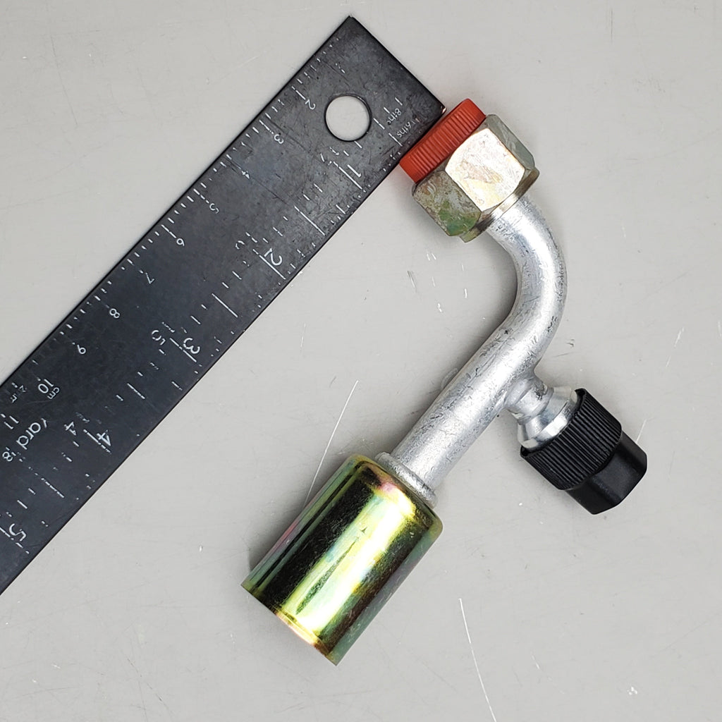 GA Beadlock A/C Fitting Crimp On Female O Ring  90 degree W 1/4" port