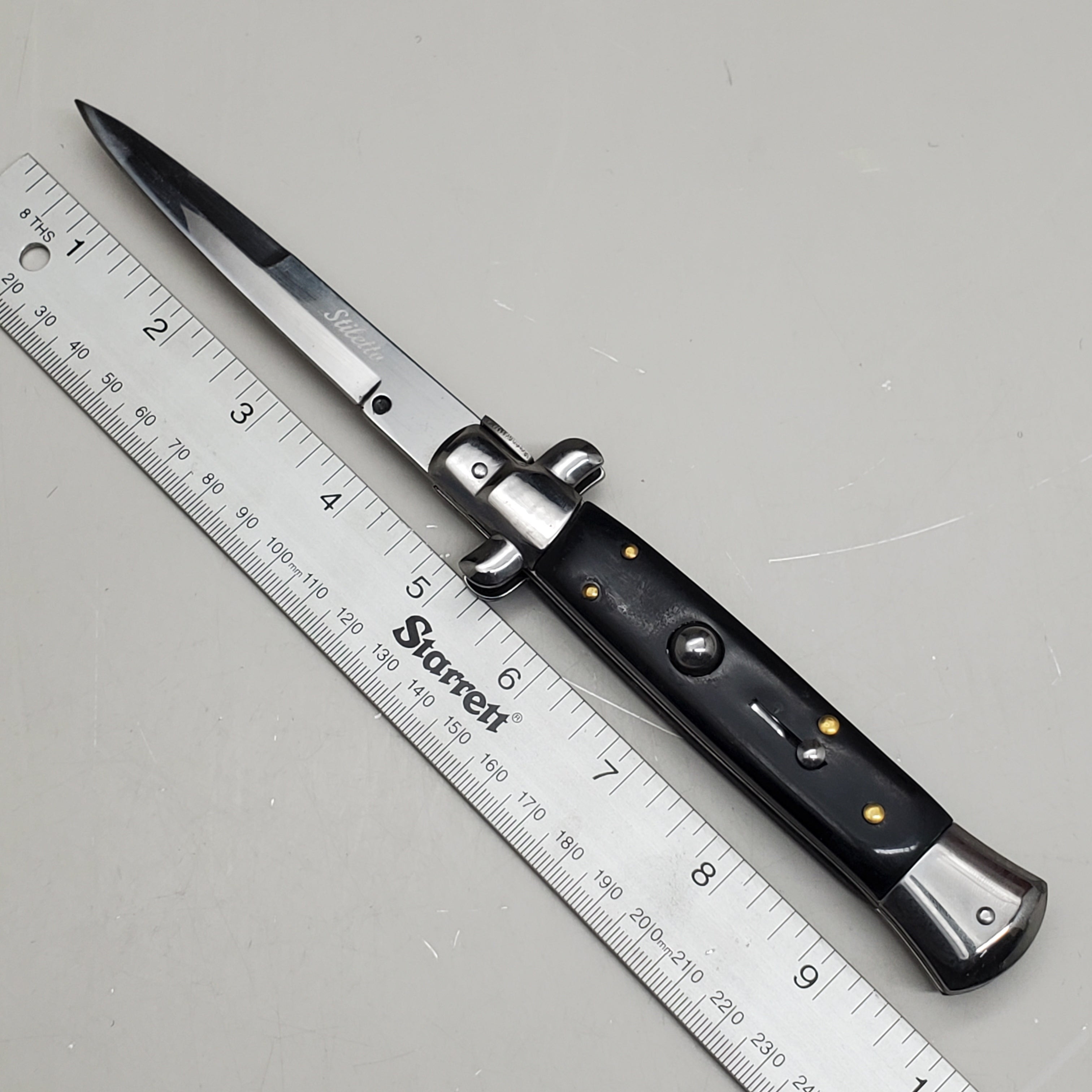 ZA@ ARMED FORCE TACTICAL 9” Handcrafted OTF Pocket Knife – Black ST-7BB