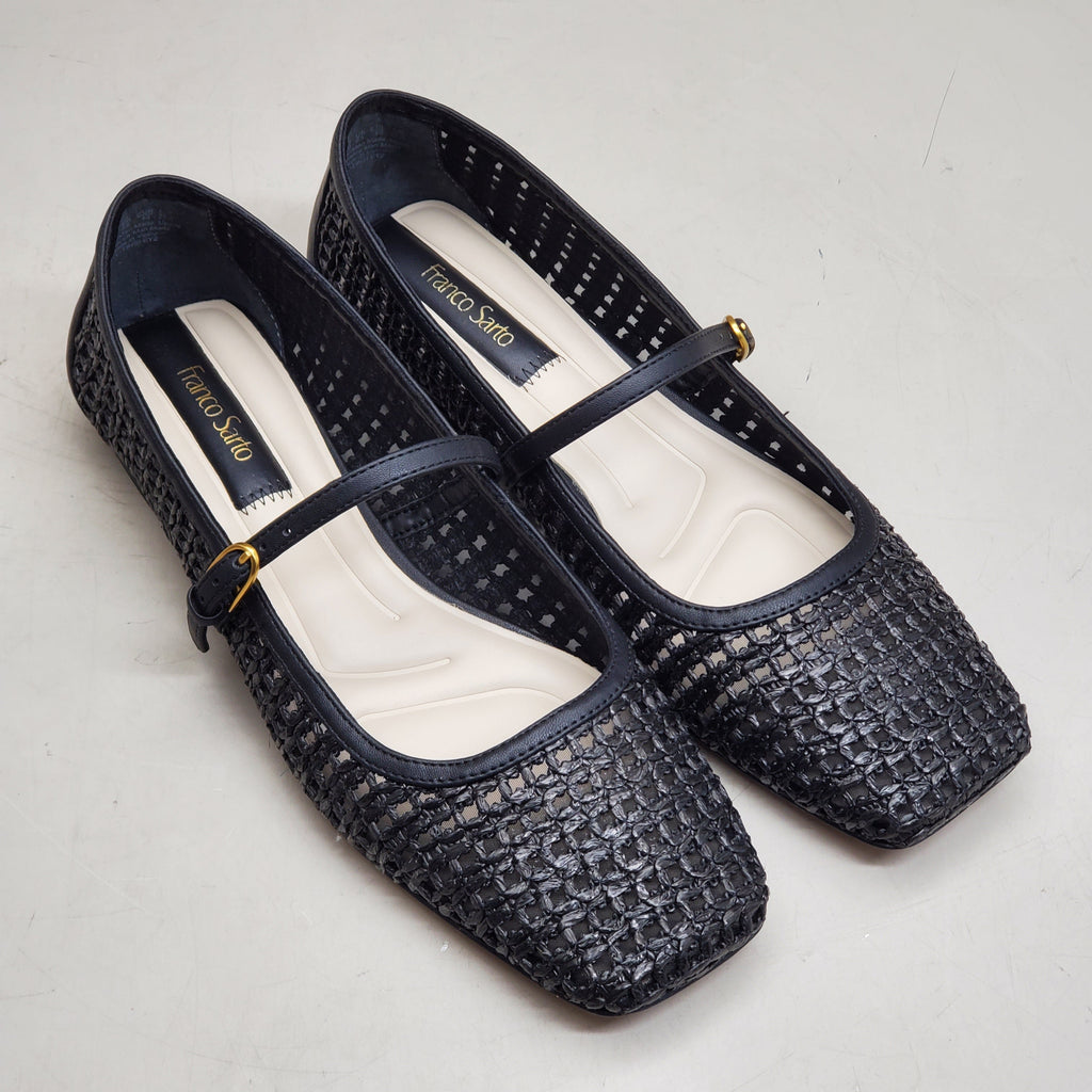 FRANCO SARTO L-Tinsley Mary Jane Women's Flat SZ M 9 Black