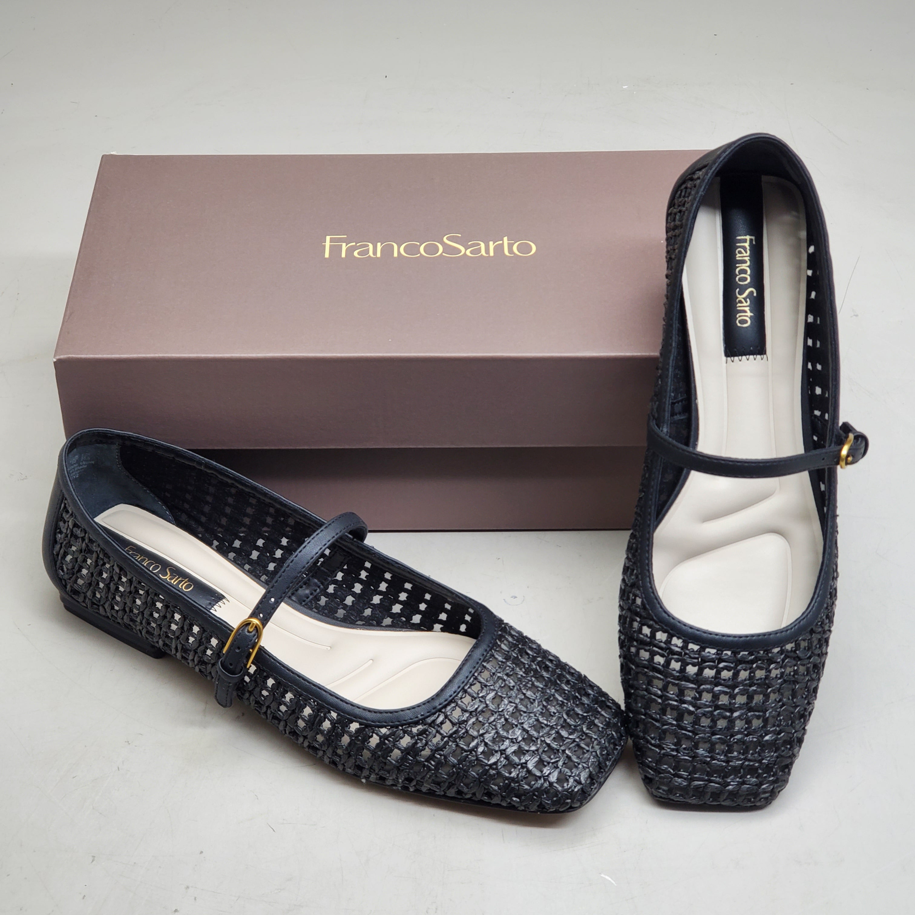 FRANCO SARTO L-Tinsley Mary Jane Women's Flat SZ M 6.5 Black
