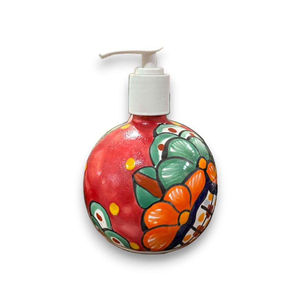 Round Talavera Soap Dispenser | Hand-Painted Ceramic Bottle