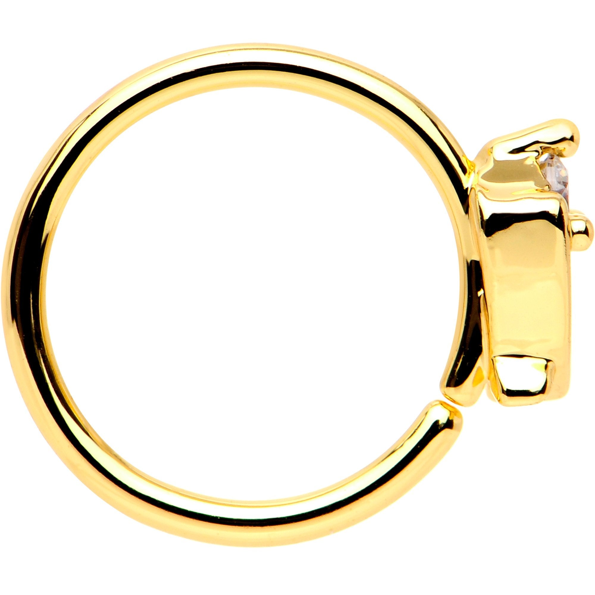 20G 5/16 Clear CZ Gem Gold PVD Crisscross Seamless Circular Ring