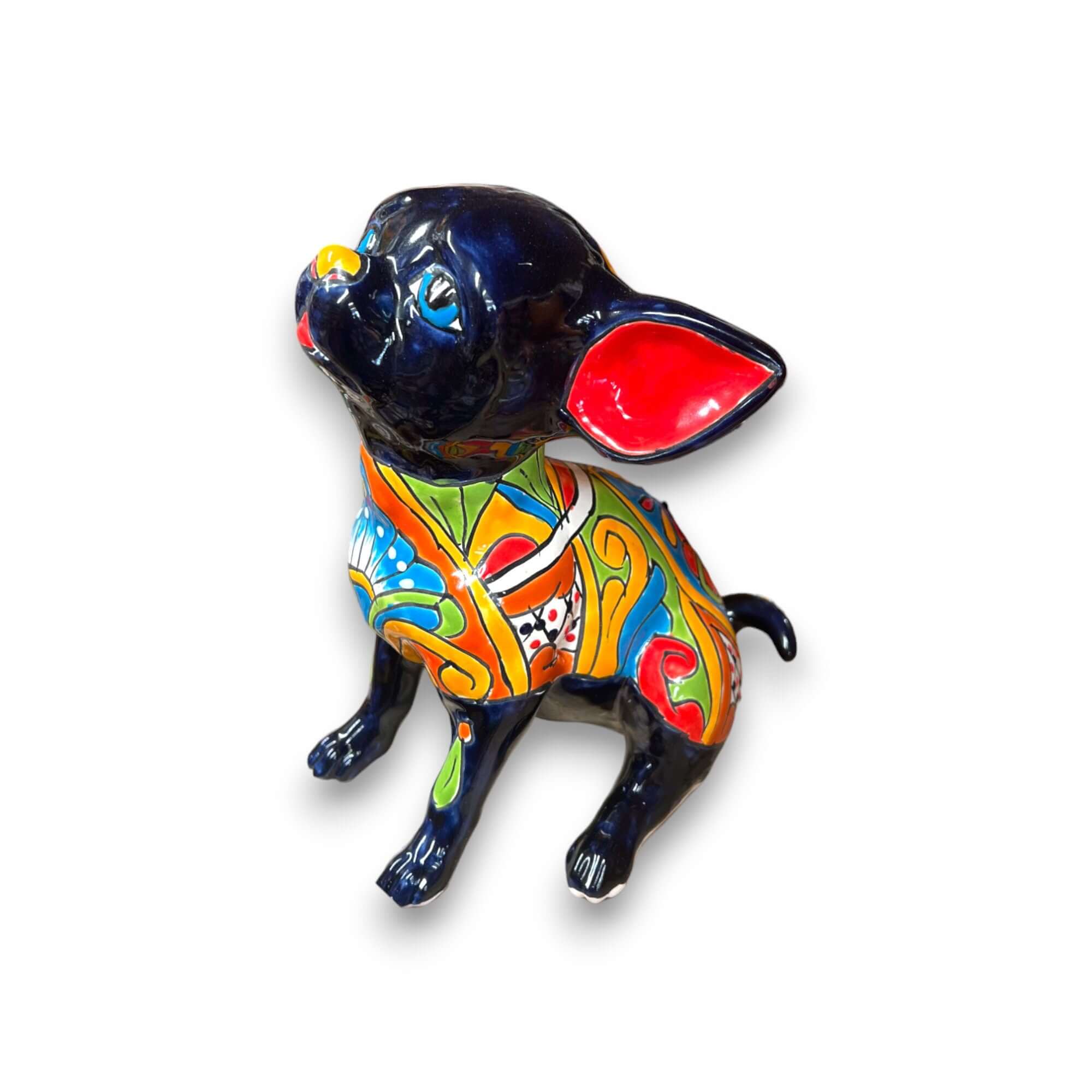 Talavera Chihuahua Statue | Sad Handmade Mexican Dog