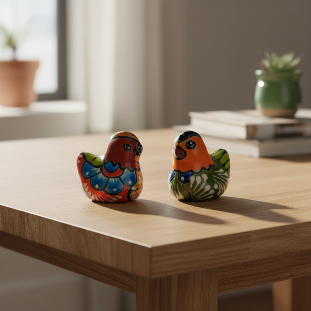 Set of 2 Talavera Chicken Figurines | Mexican Ceramic Chickens