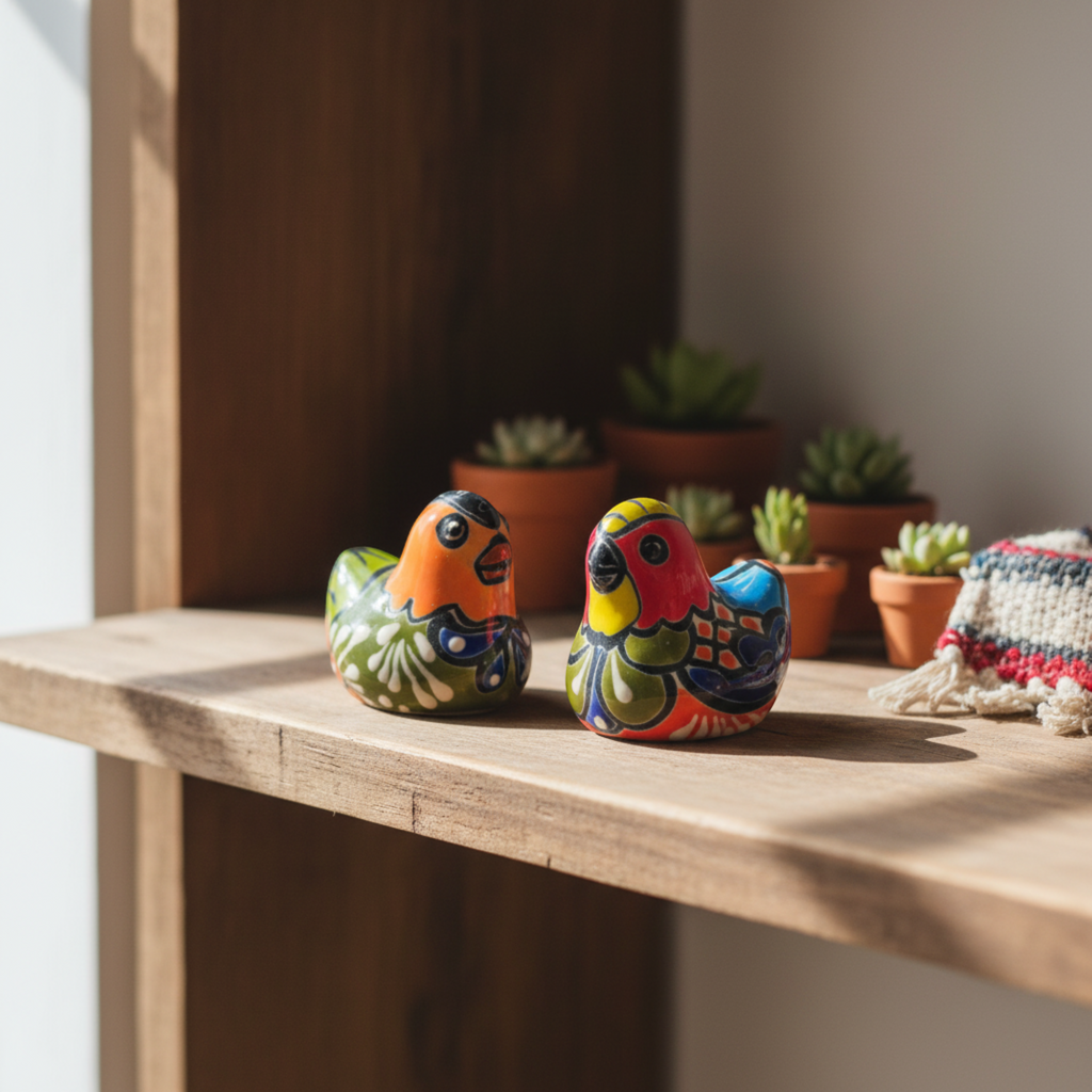Set of 2 Talavera Chicken Figurines | Mexican Ceramic Chickens