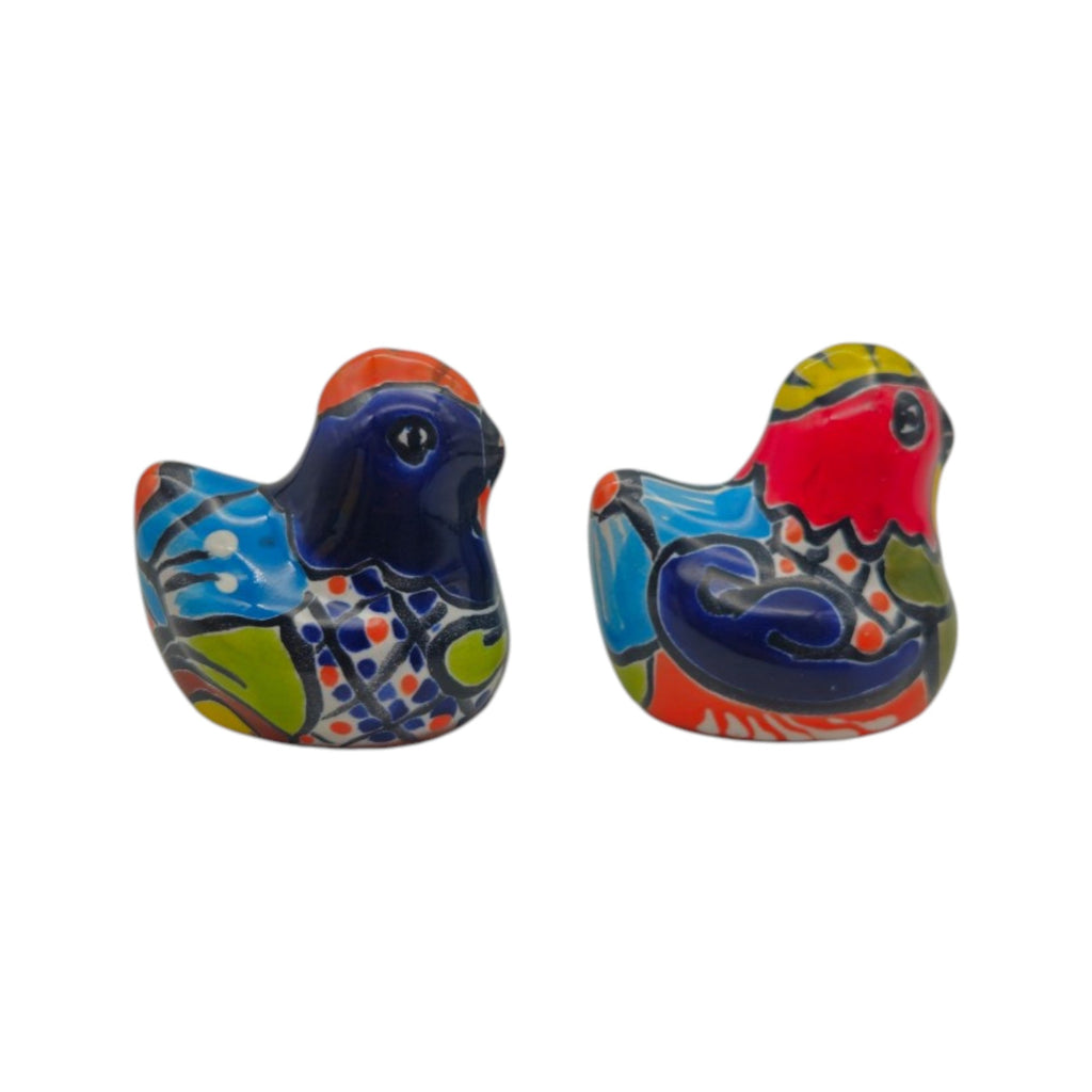 Set of 2 Talavera Chicken Figurines | Mexican Ceramic Chickens