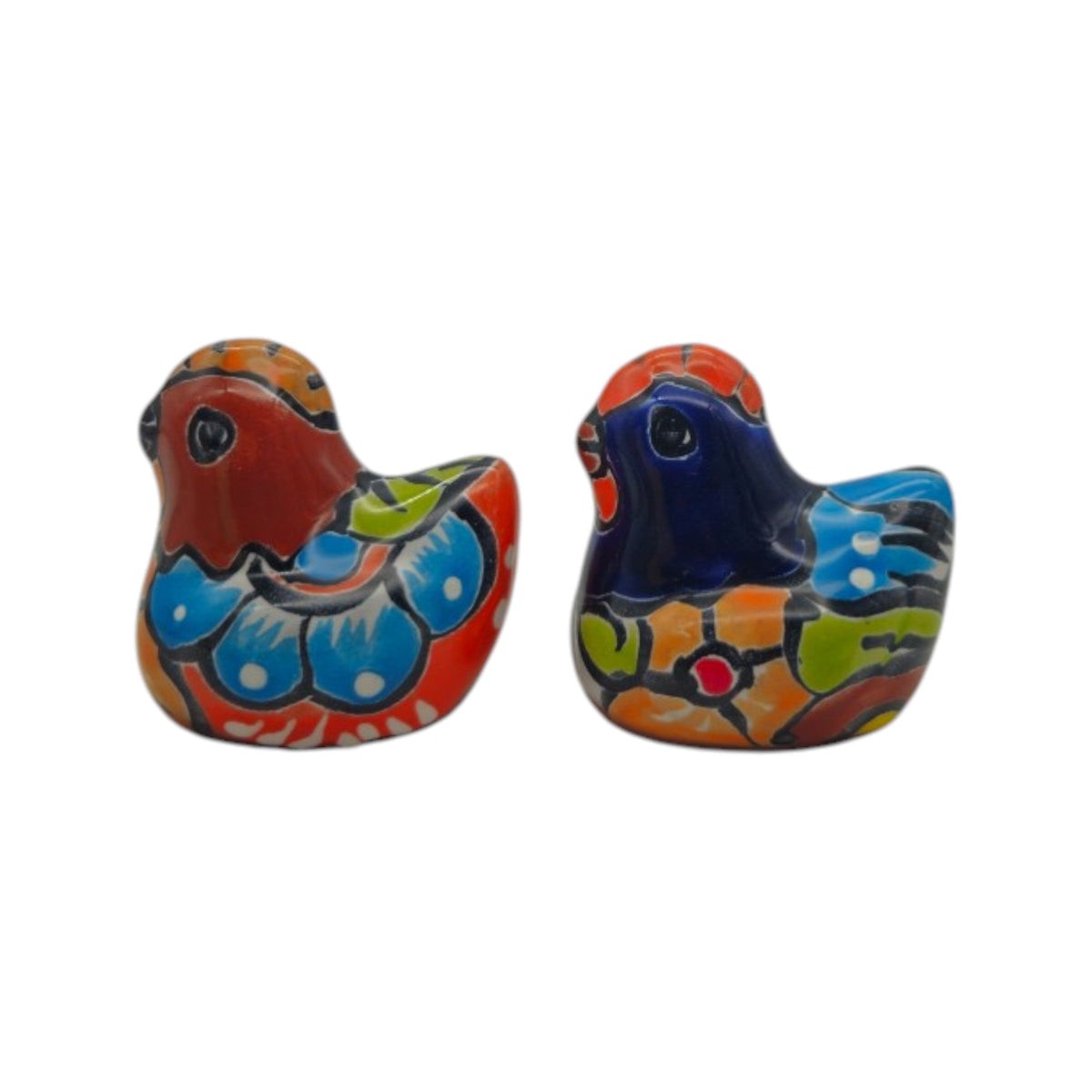 Set of 2 Talavera Chicken Figurines | Mexican Ceramic Chickens