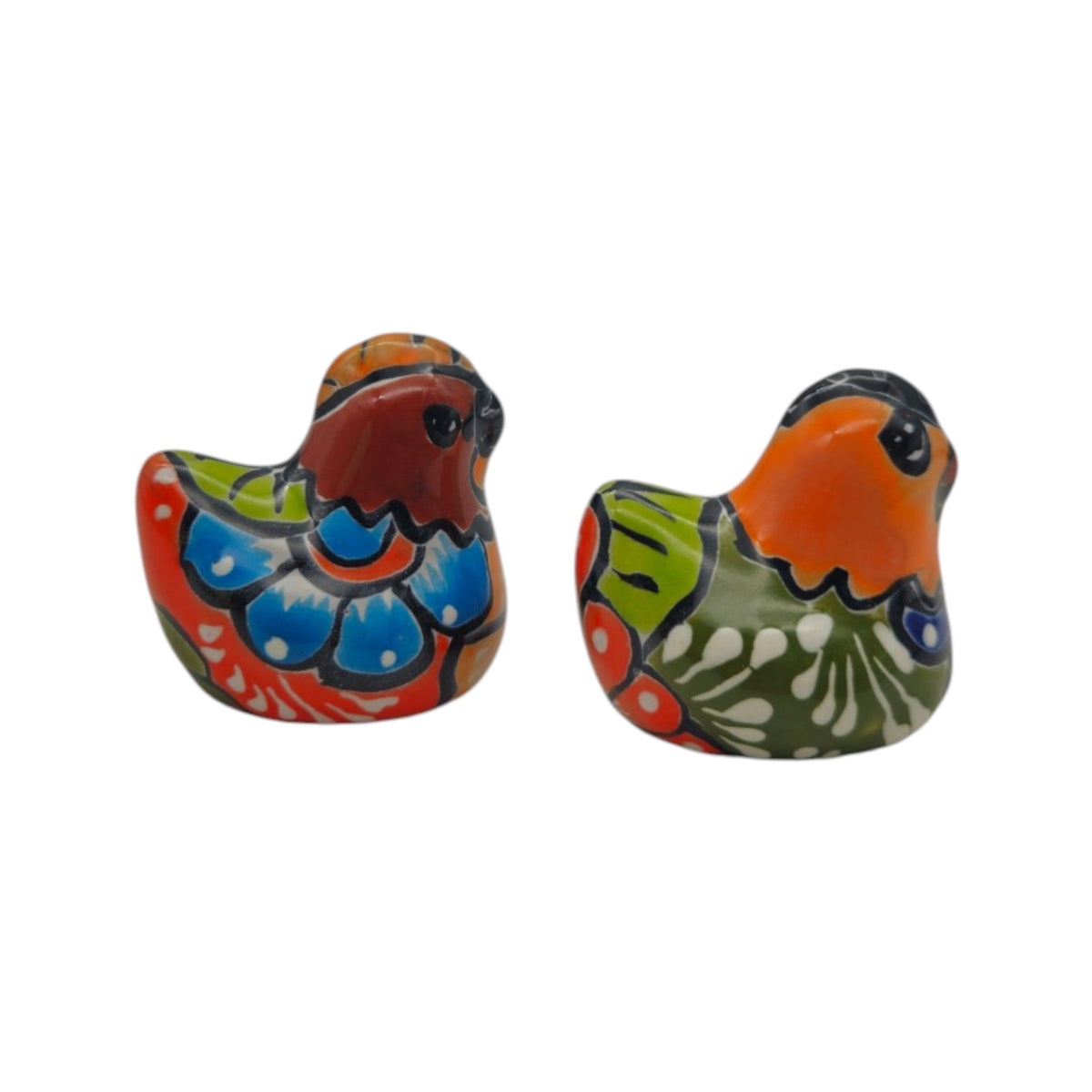 Set of 2 Talavera Chicken Figurines | Mexican Ceramic Chickens