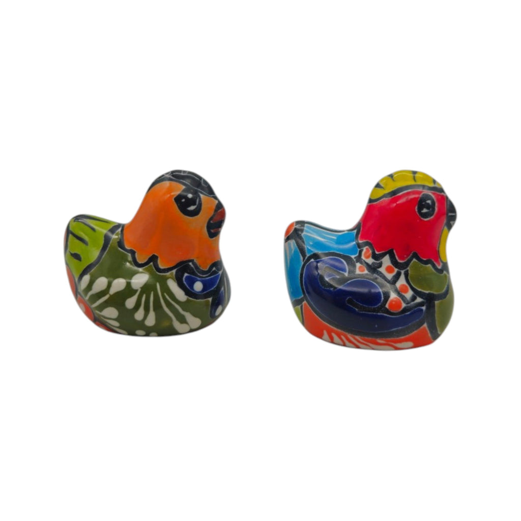 Set of 2 Talavera Chicken Figurines | Mexican Ceramic Chickens