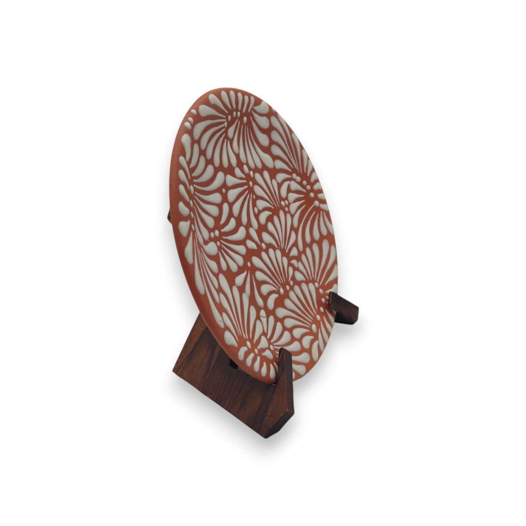 Set of 4 Brown & White Talavera Wall Plates | 10" Decorative Display