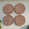 Set of 4 Brown & White Talavera Wall Plates | 11.5" Decorative Plates
