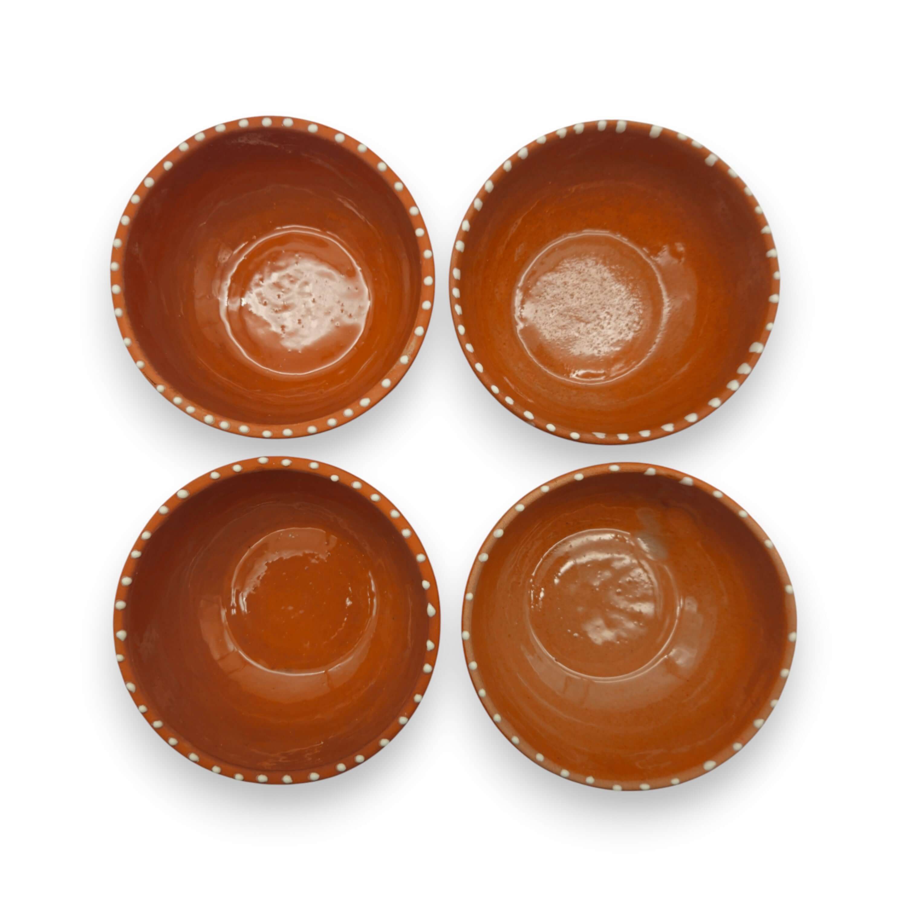 Set of 4 Handmade Brown & White Talavera Bowls | Artisan Dinnerware