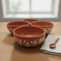 Set of 4 Handmade Brown & White Talavera Bowls | Artisan Dinnerware