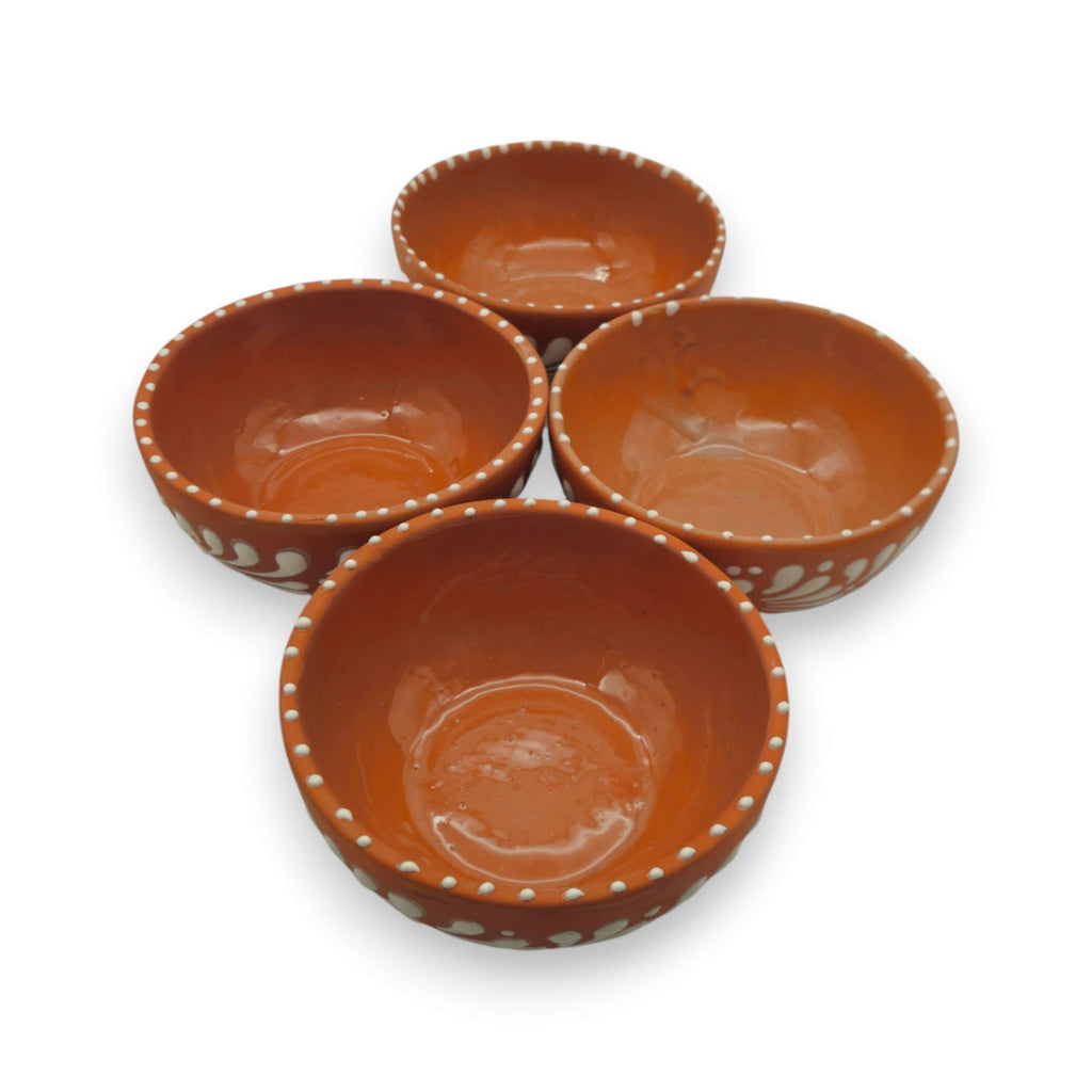 Set of 4 Handmade Brown & White Talavera Bowls | Artisan Dinnerware