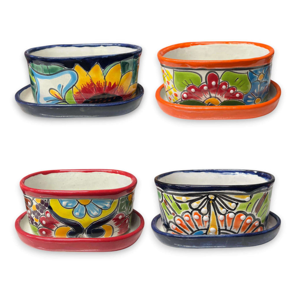 Small Talavera Flower Pot | Colorful Hand-Painted Mexican Planter