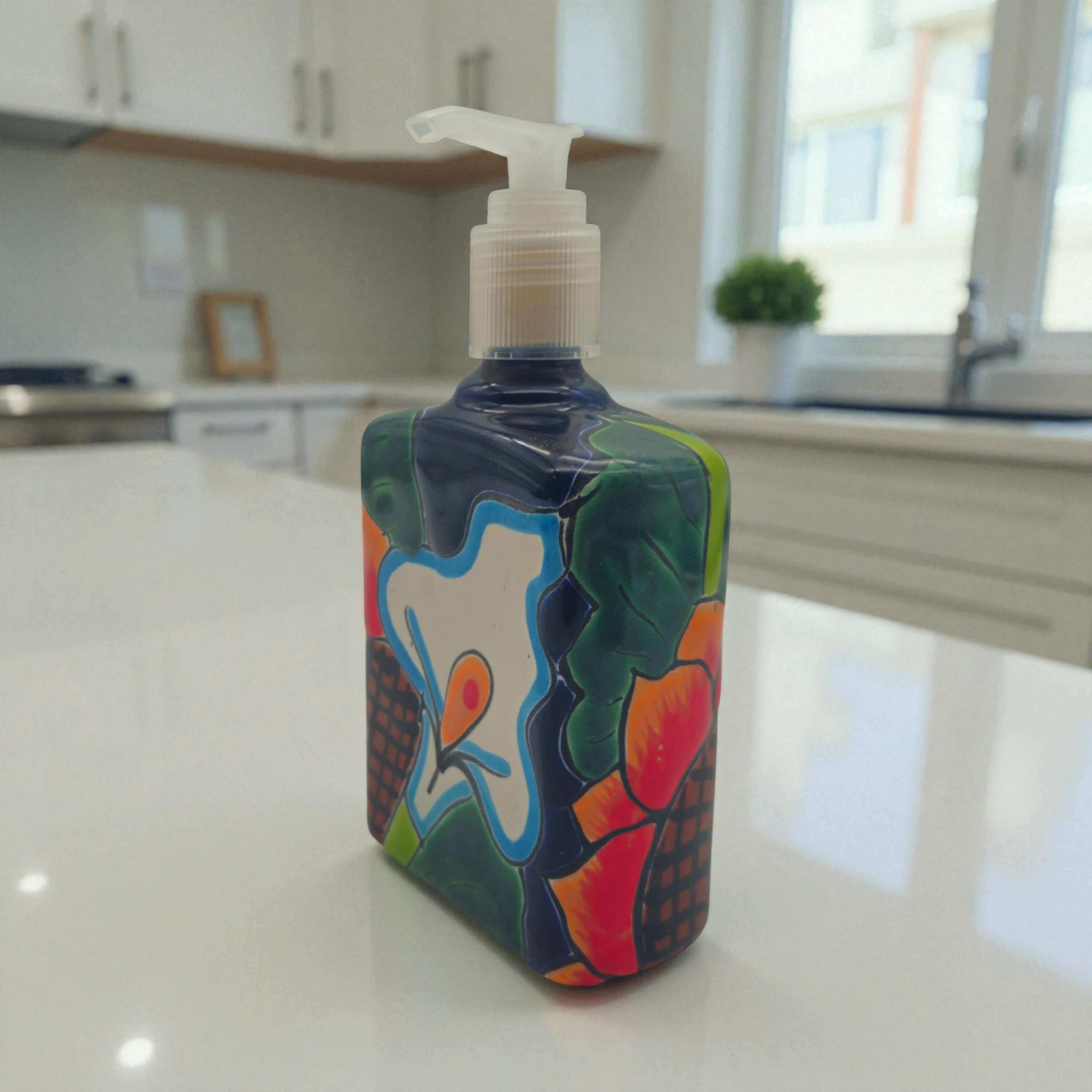 Sunflower Talavera Soap Pump | Handmade Ceramic Dispenser