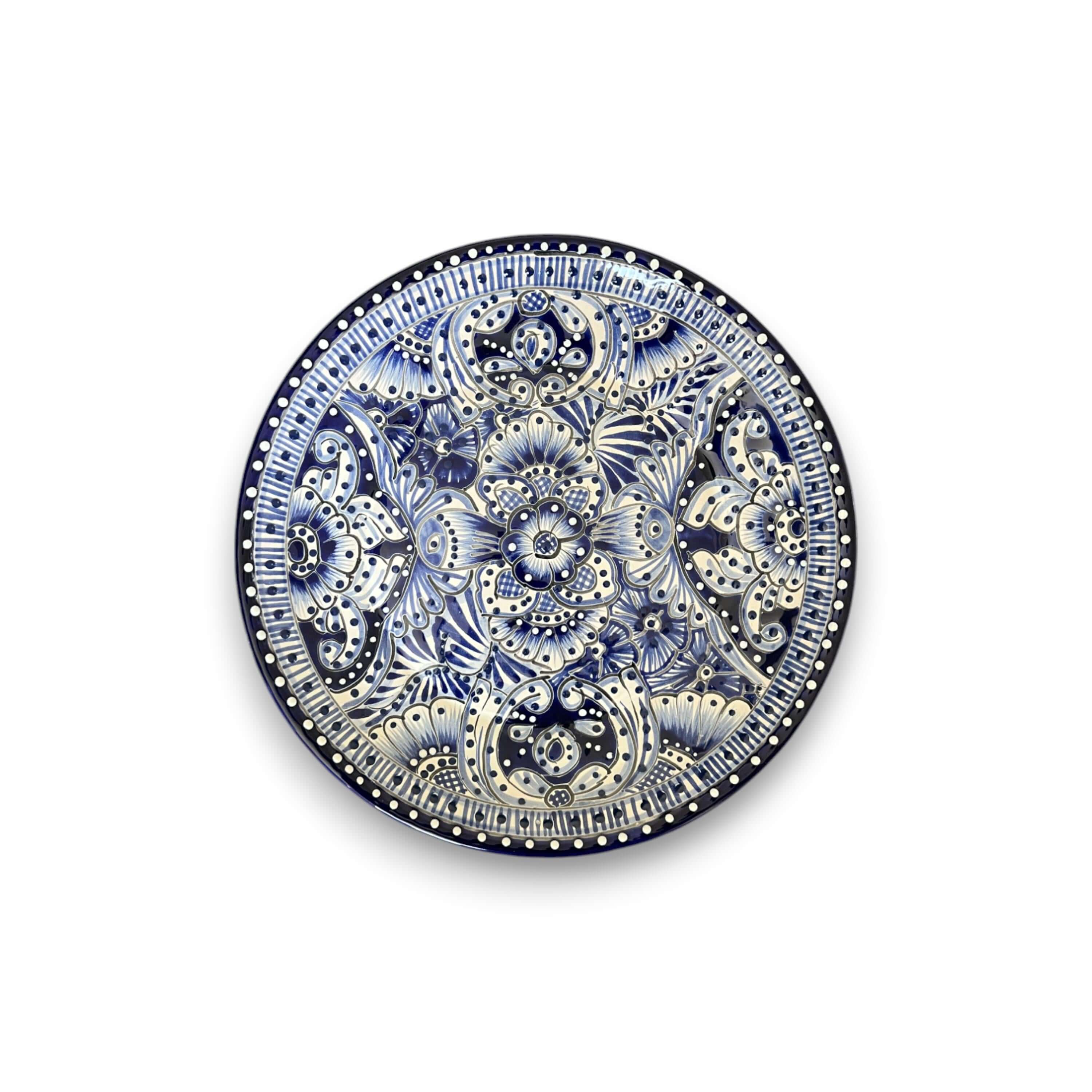 11.5" Talavera Blue & White Dinner Plate | Mexican Dinnerware