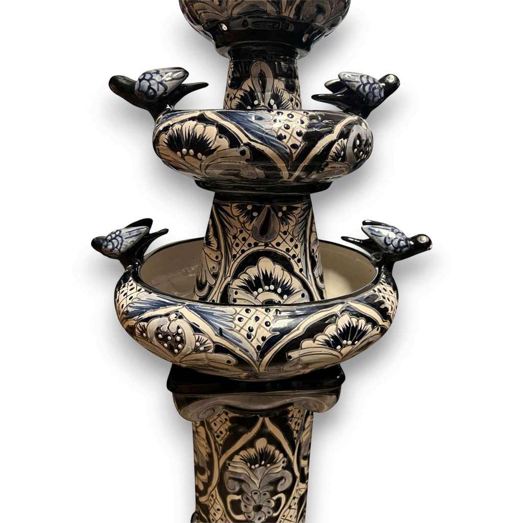 Talavera Blue & White Fountain | Mexican Ceramic Water Feature
