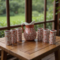 Talavera Brown & White Drinkware Set | Handmade Pitcher & Cups