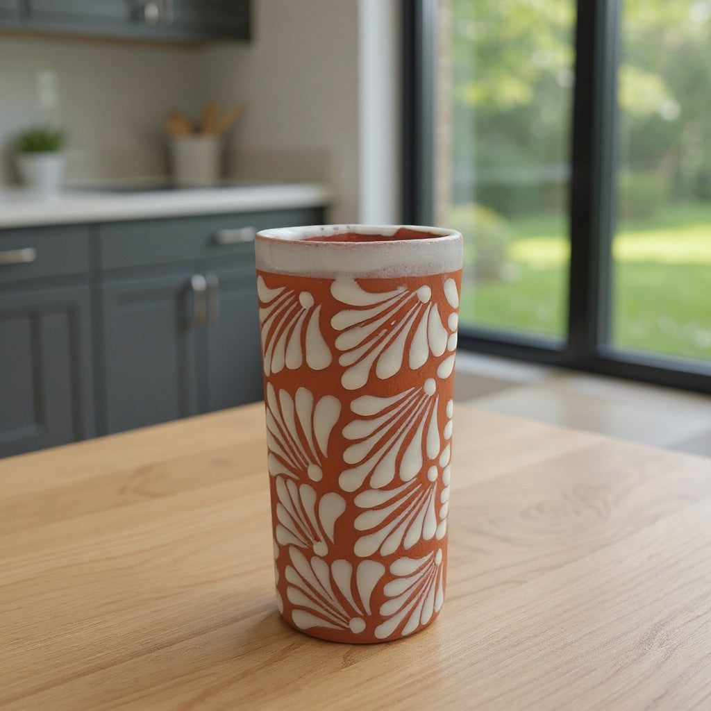 Talavera Brown & White Drinkware Set | Handmade Pitcher & Cups