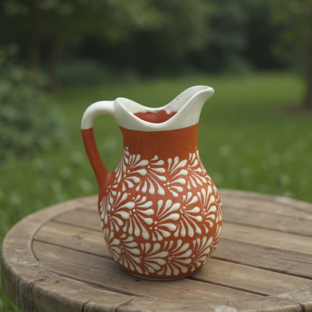 Talavera Brown & White Drinkware Set | Handmade Pitcher & Cups