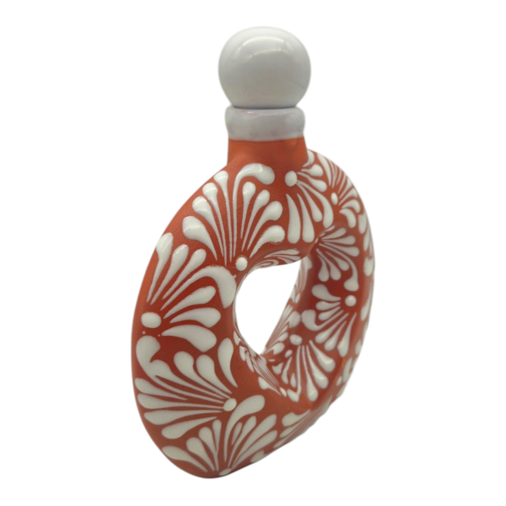 Talavera Brown & White Heart Decanter | Hand-Painted Ceramic Art