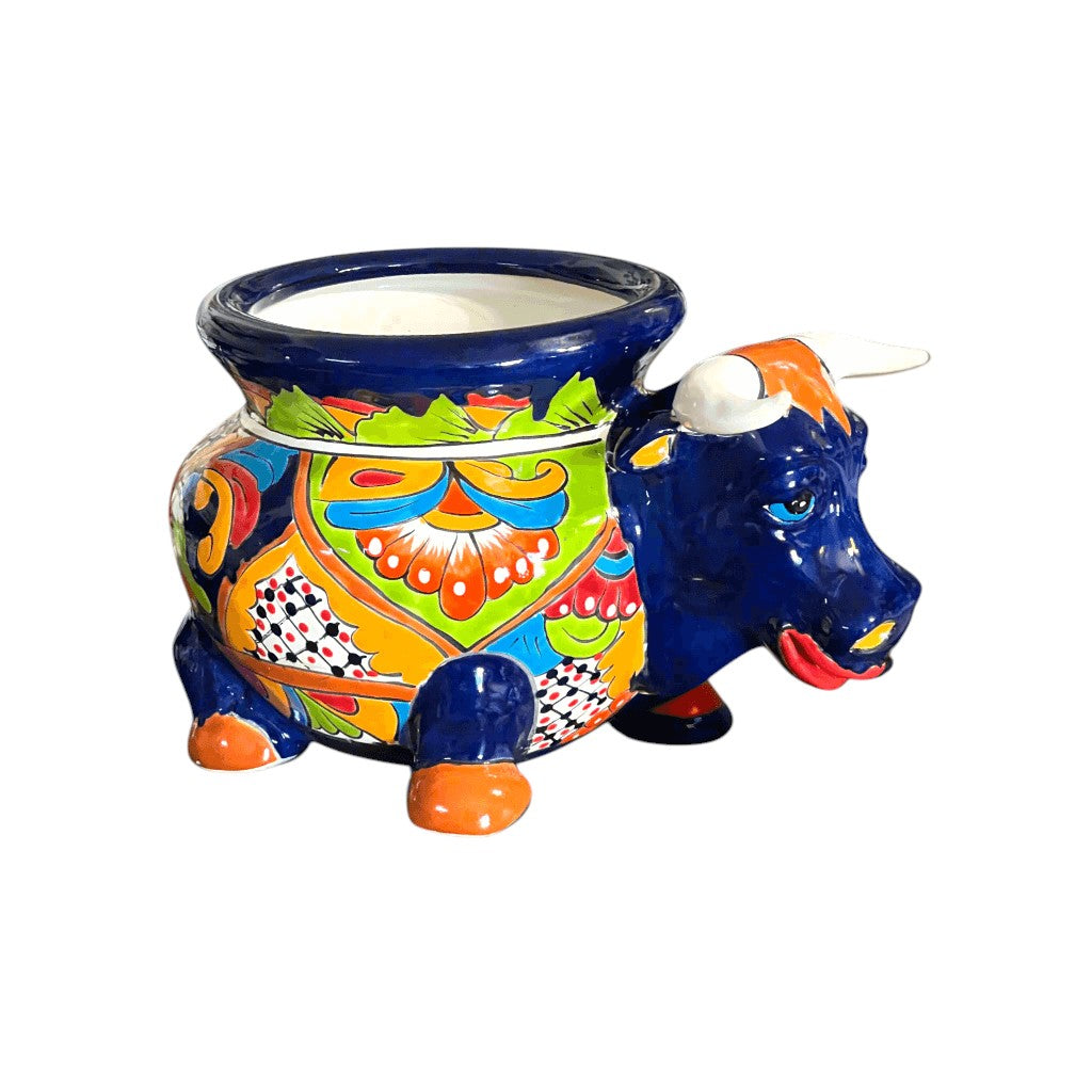 Talavera Bull Planter | Vibrant Mexican Ceramic Pottery