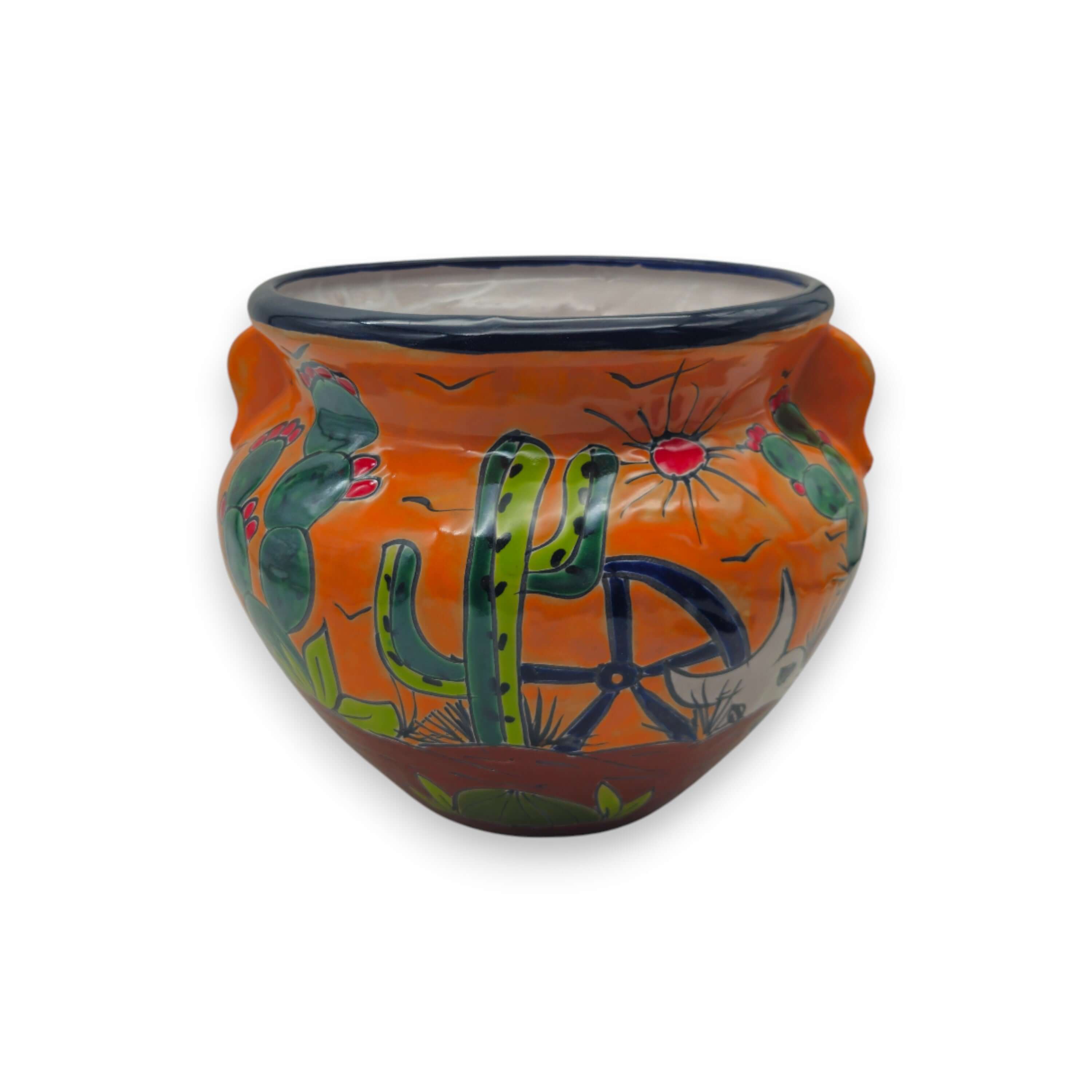 Talavera Cactus Planter | Hand-Painted Desert Pot