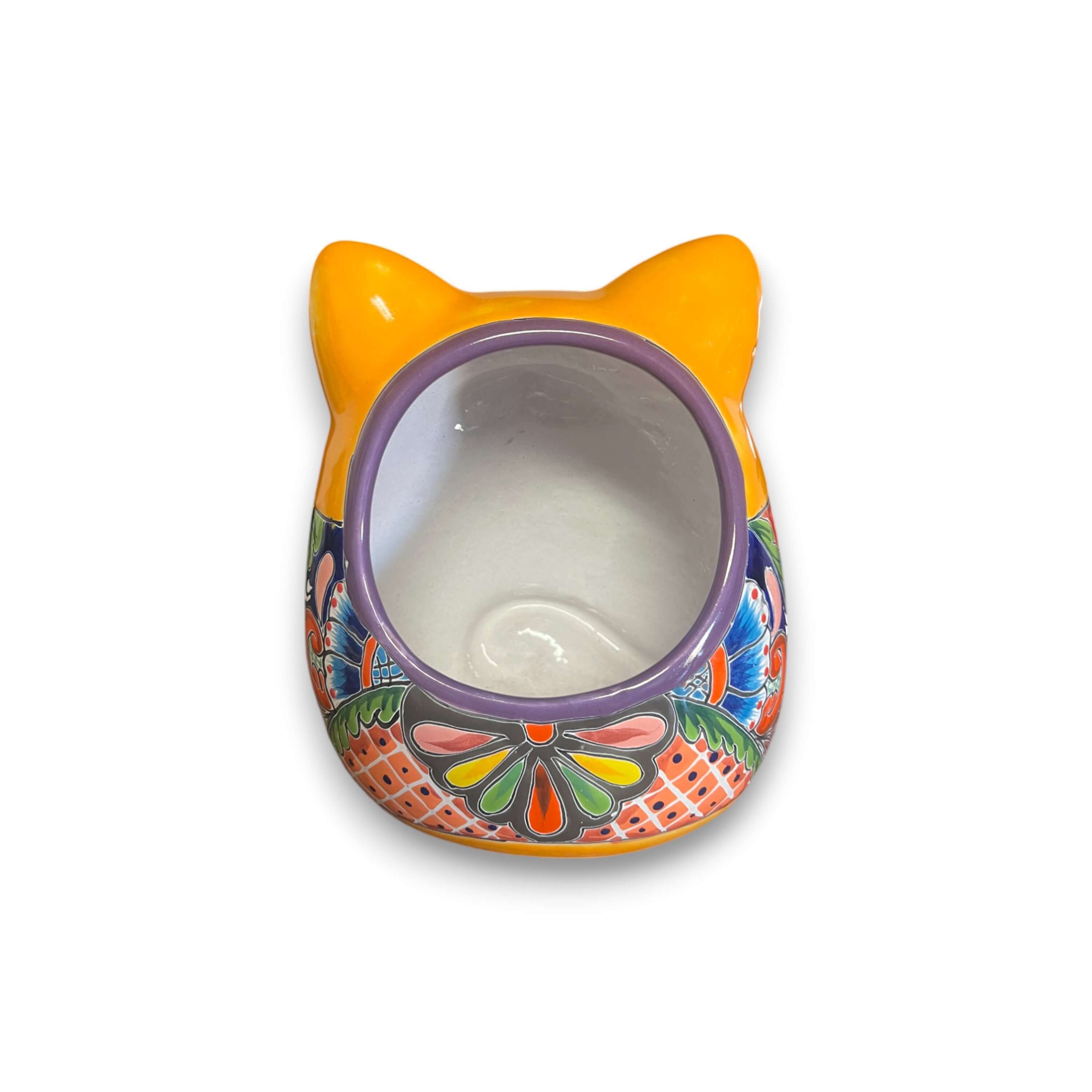 Talavera Cat Planter | Handmade Fat Cat Ceramic Pot