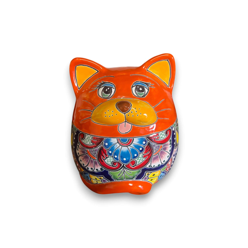 Talavera Cat Planter | Handmade Fat Cat Ceramic Pot