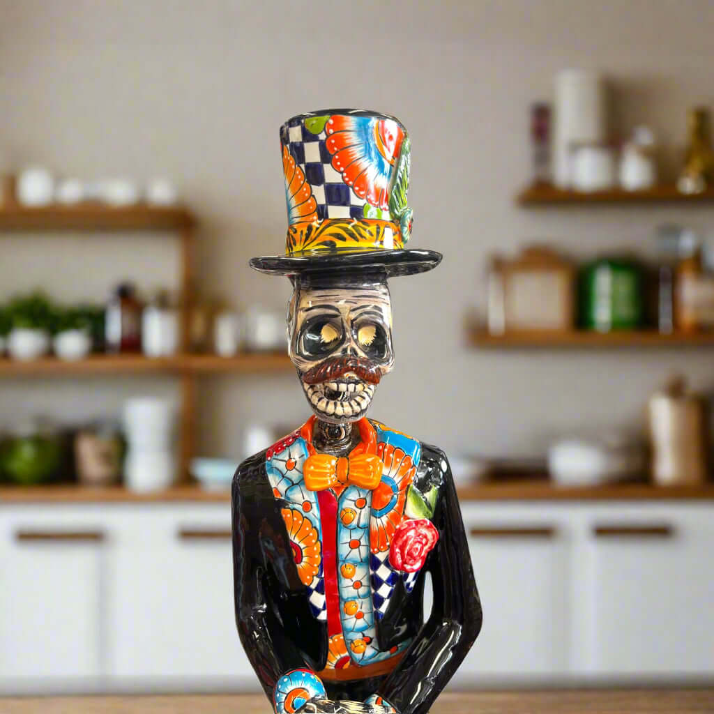 Talavera Catrin Statue | 33" Day of the Dead Figurine
