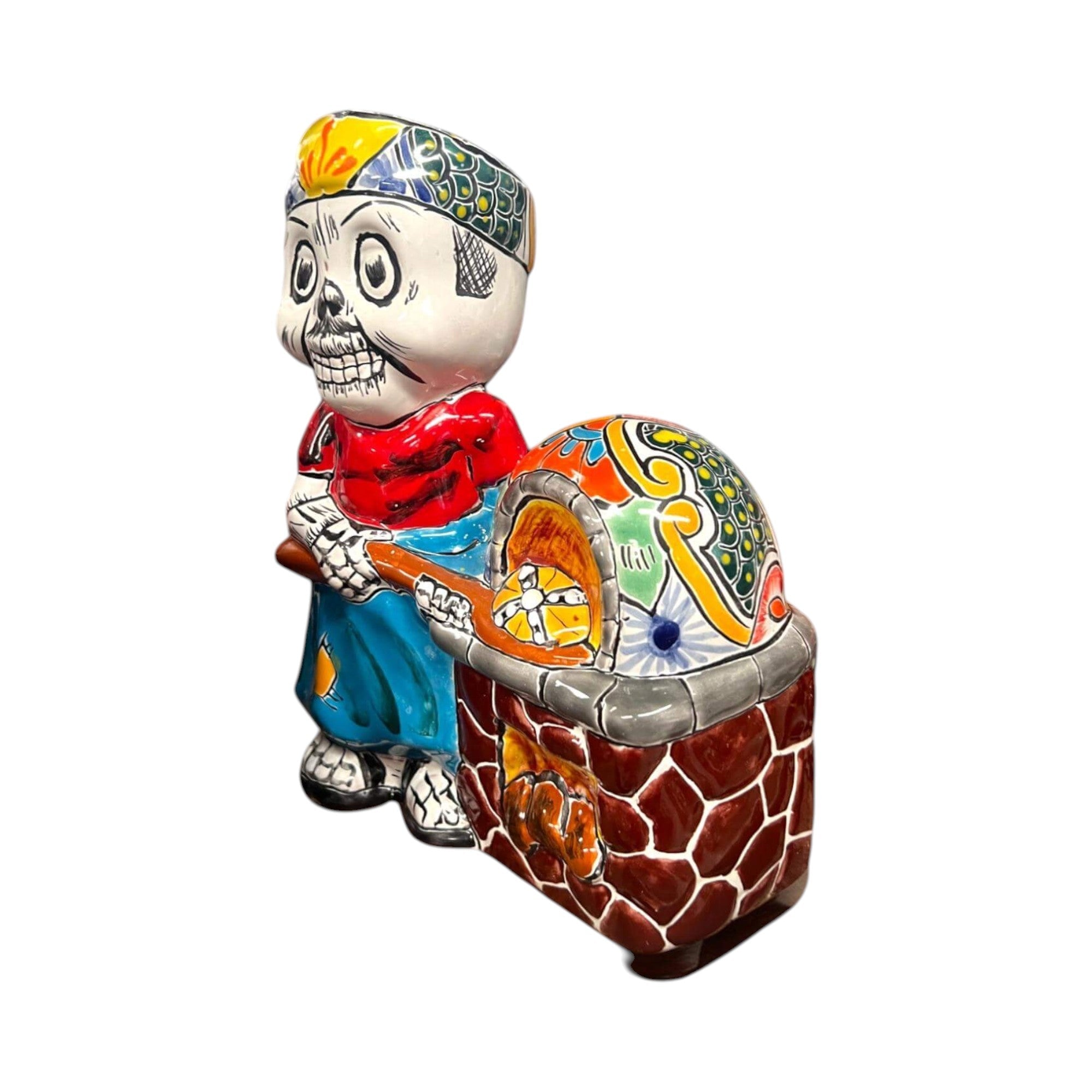 Talavera Skeleton Cook | 8" Day of the Dead Chef Figurine with Oven