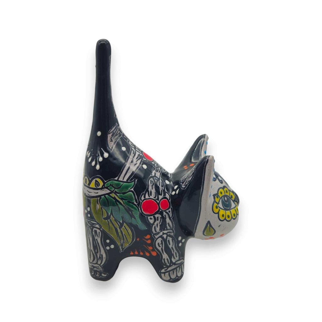 Talavera Cat Figurine | Day of the Dead Handmade Art