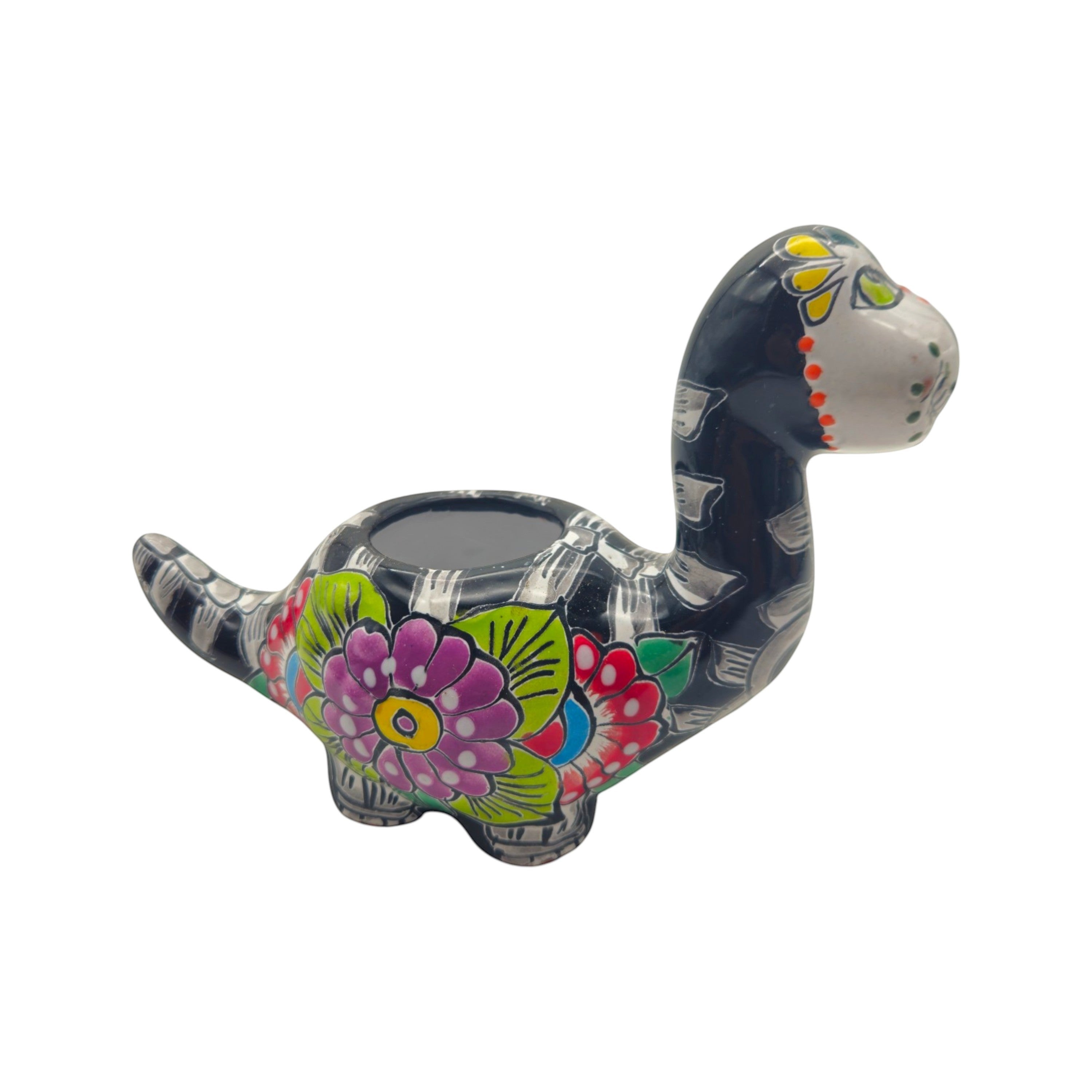 Talavera Dinosaur Planter | Day of the Dead Brachiosaurus