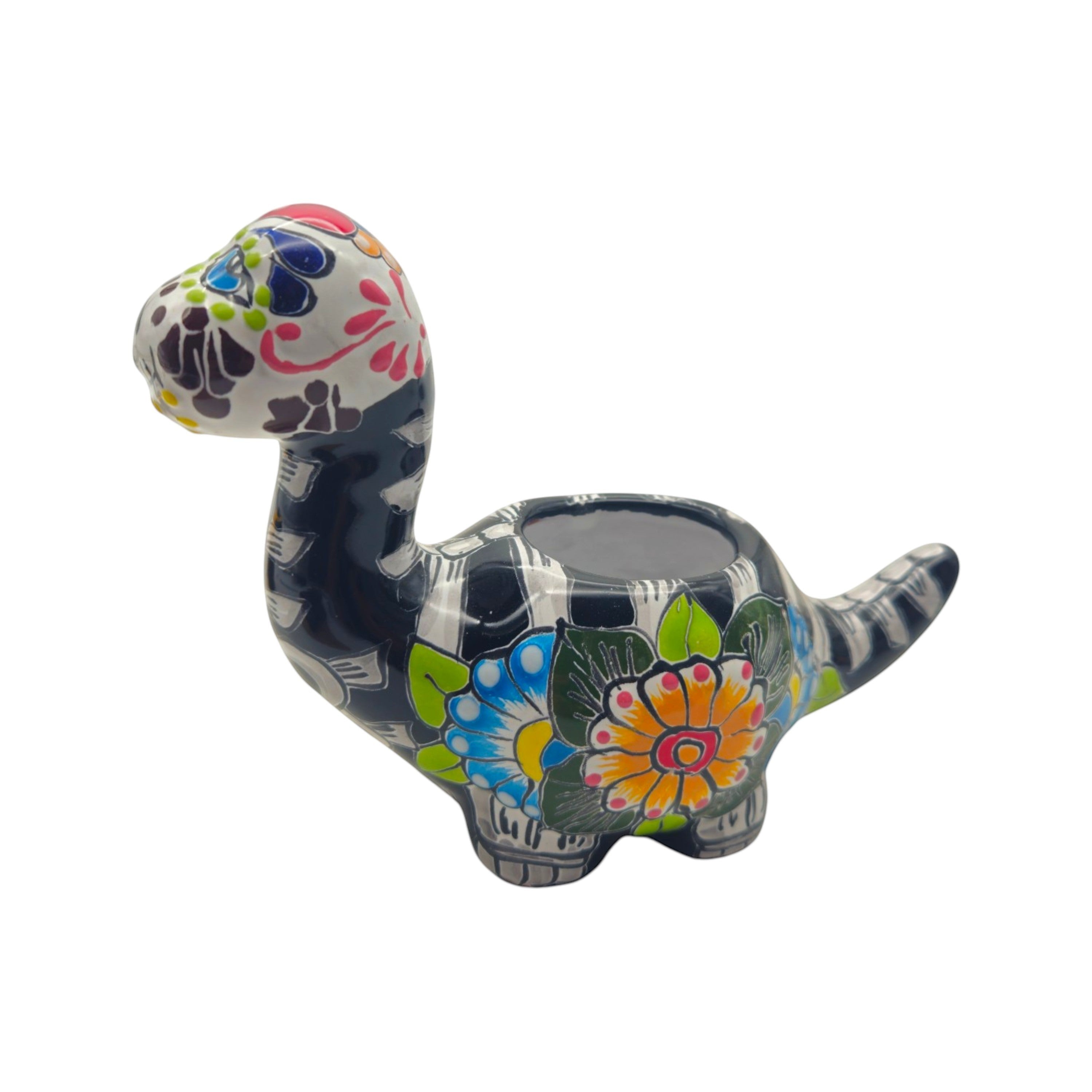 Talavera Dinosaur Planter | Day of the Dead Brachiosaurus