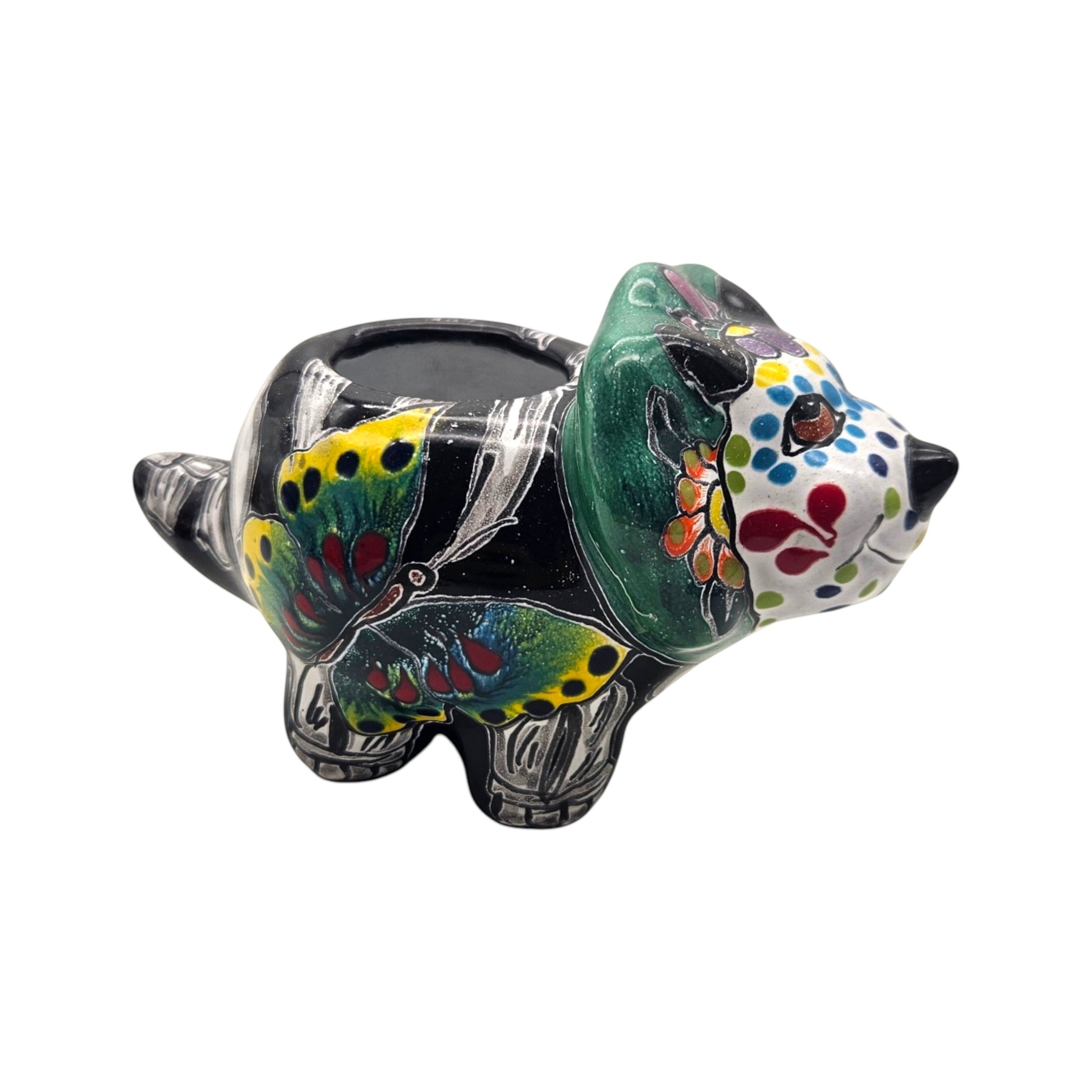 Talavera Triceratops Planter | Day of the Dead Dinosaur