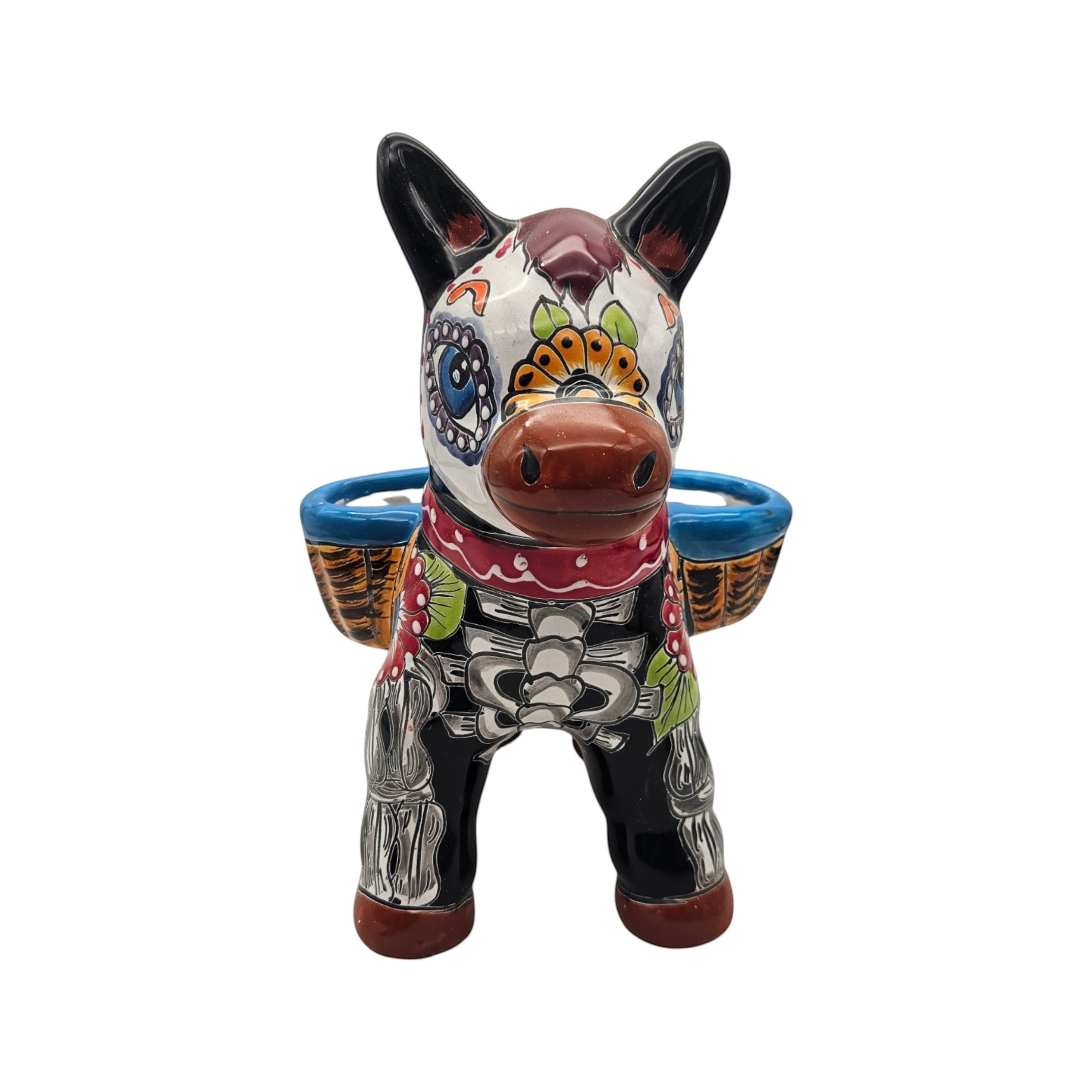 Talavera Donkey Planter | Colorful Day of the Dead Art