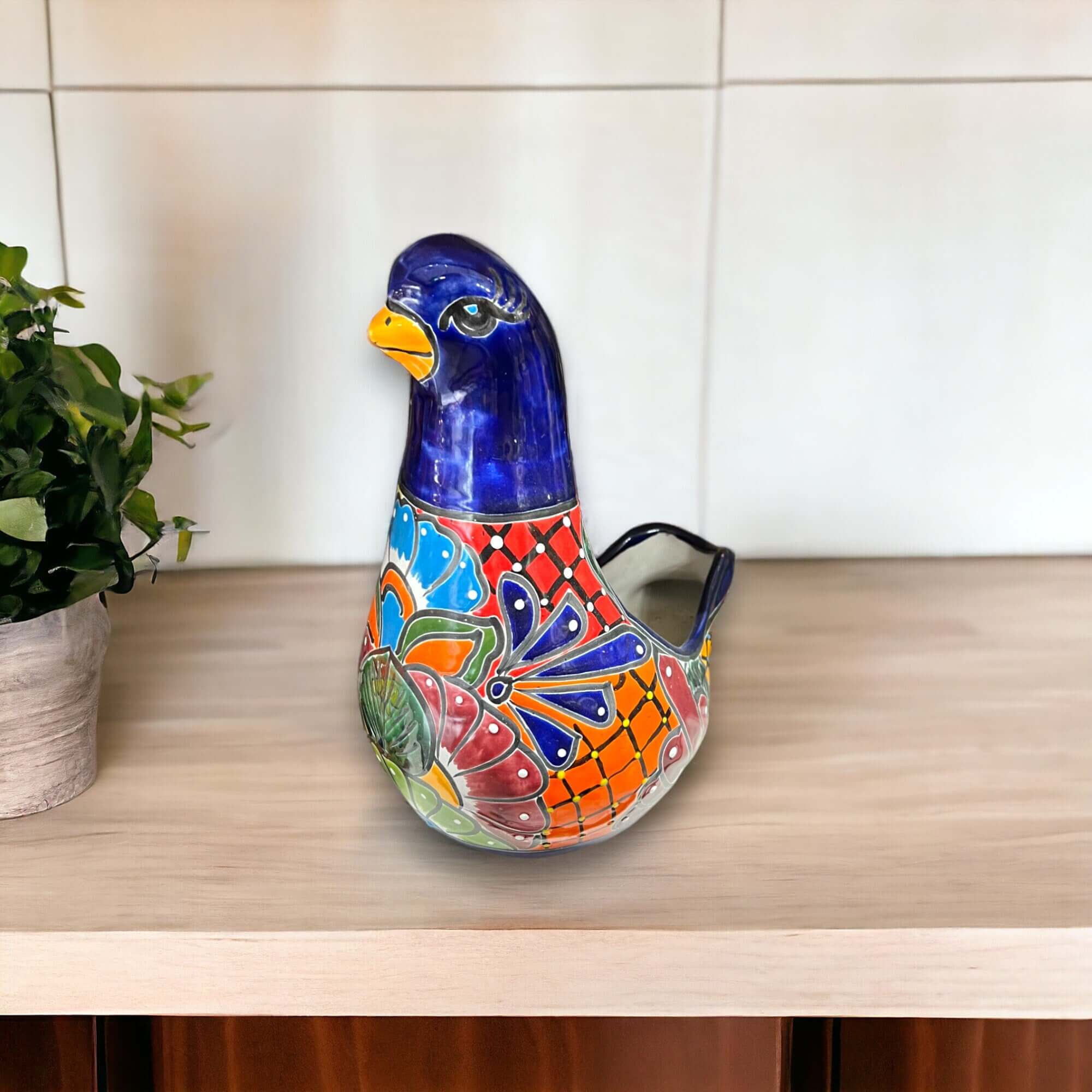 Talavera Dove Planter | Handmade Mexican Ceramic Bird Statue