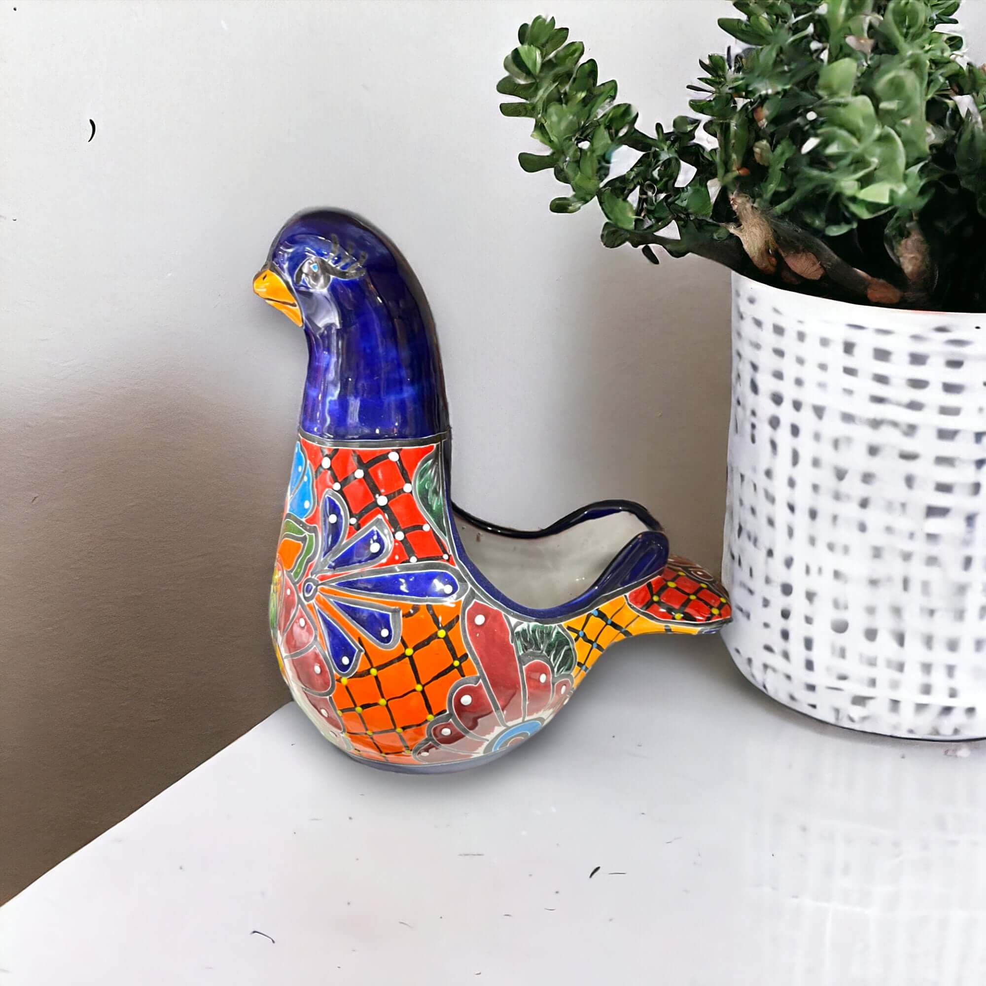 Talavera Dove Planter | Handmade Mexican Ceramic Bird Statue