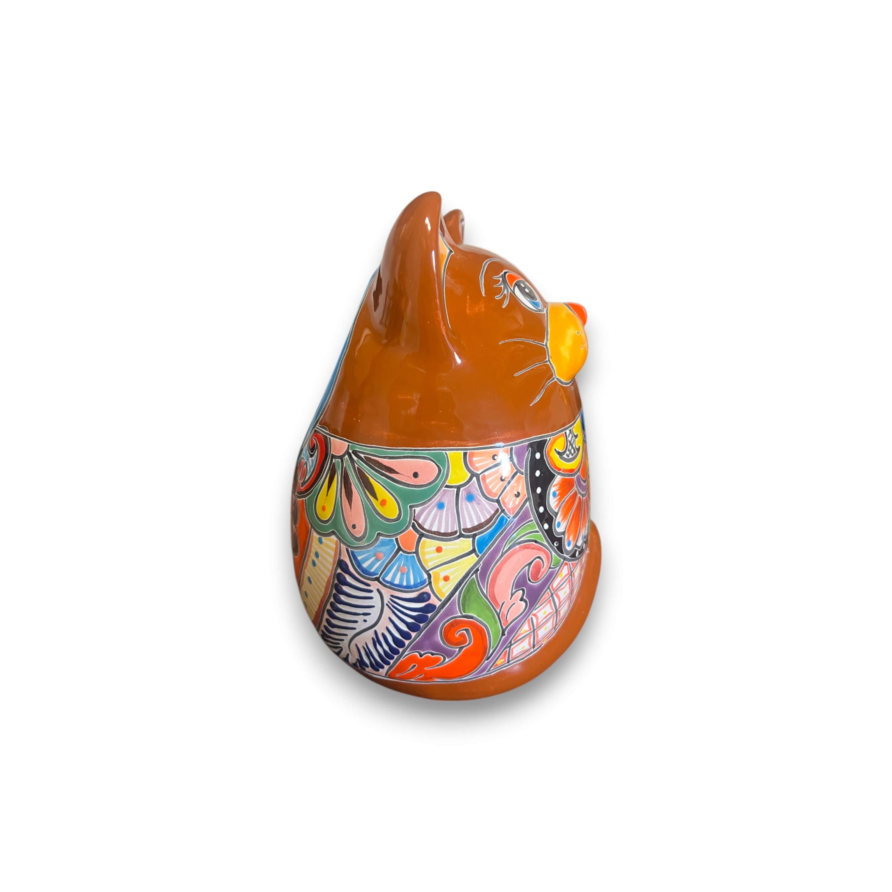 Talavera Cat Planter | Handmade Fat Cat Ceramic Pot