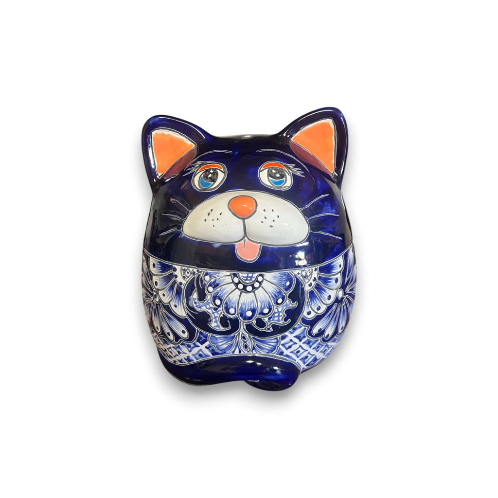 Talavera Cat Planter | Handmade Fat Cat Ceramic Pot